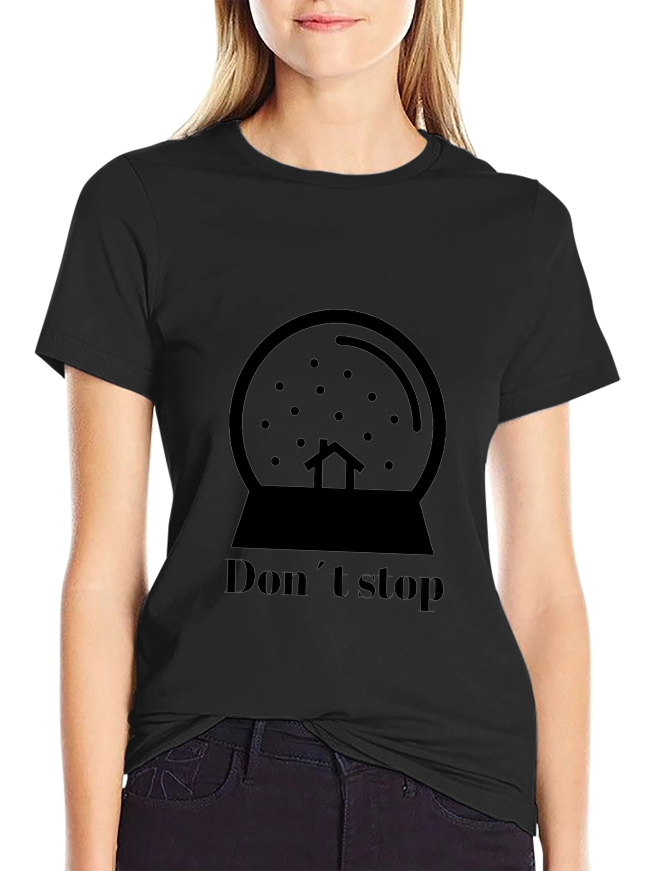 Dont Stop Snow Globe Graphic Tee - Black