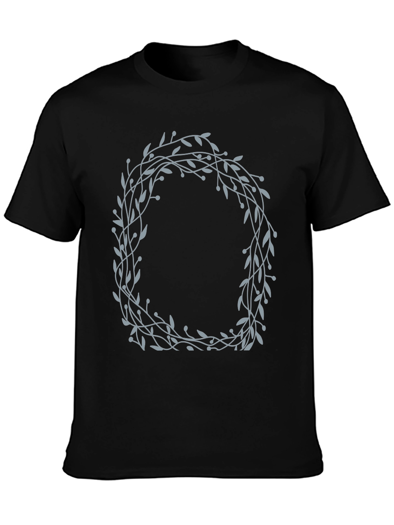 Botanical Wreath Graphic T-Shirt - Black
