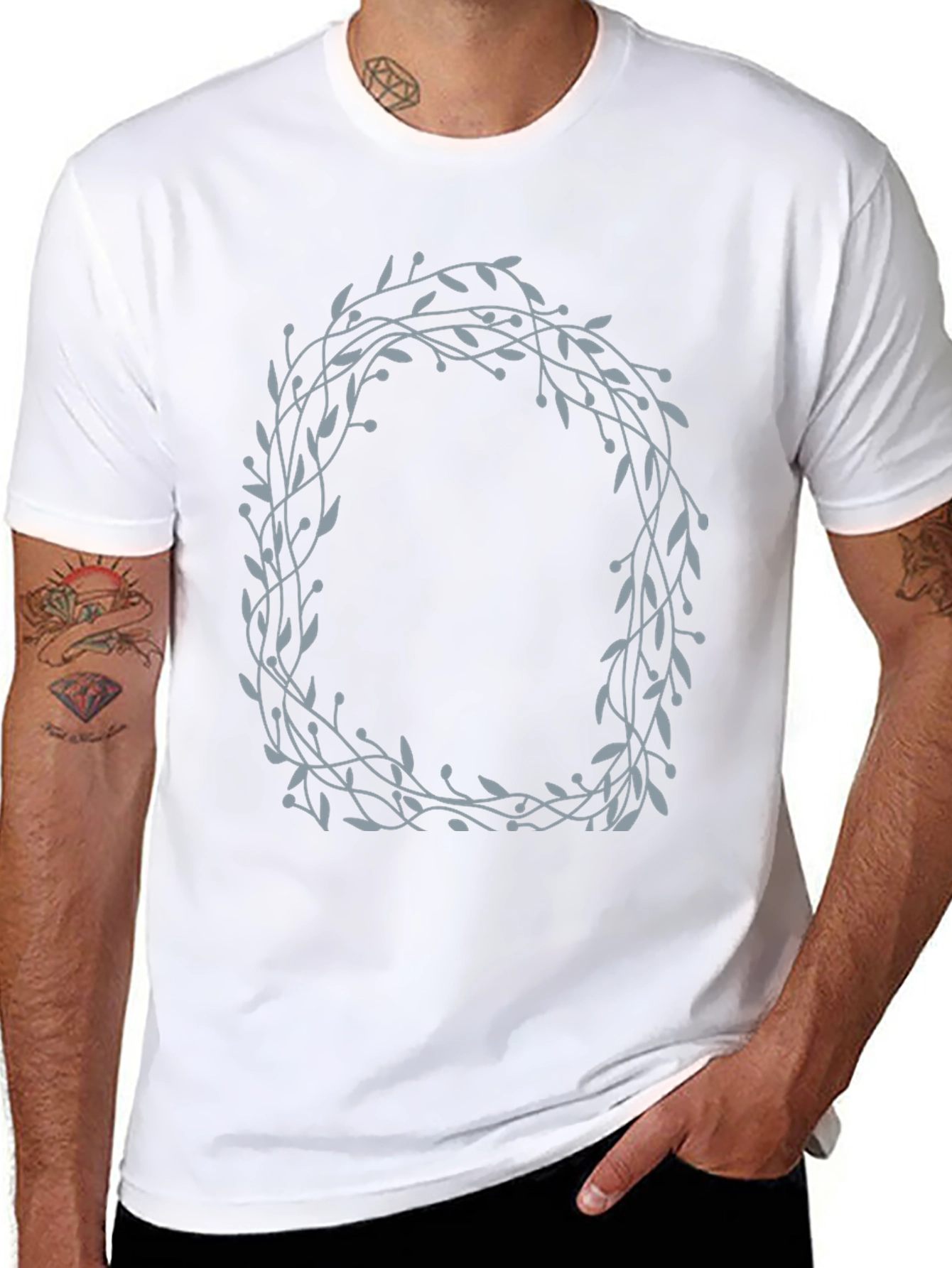 Botanical Wreath Graphic T-Shirt - Black