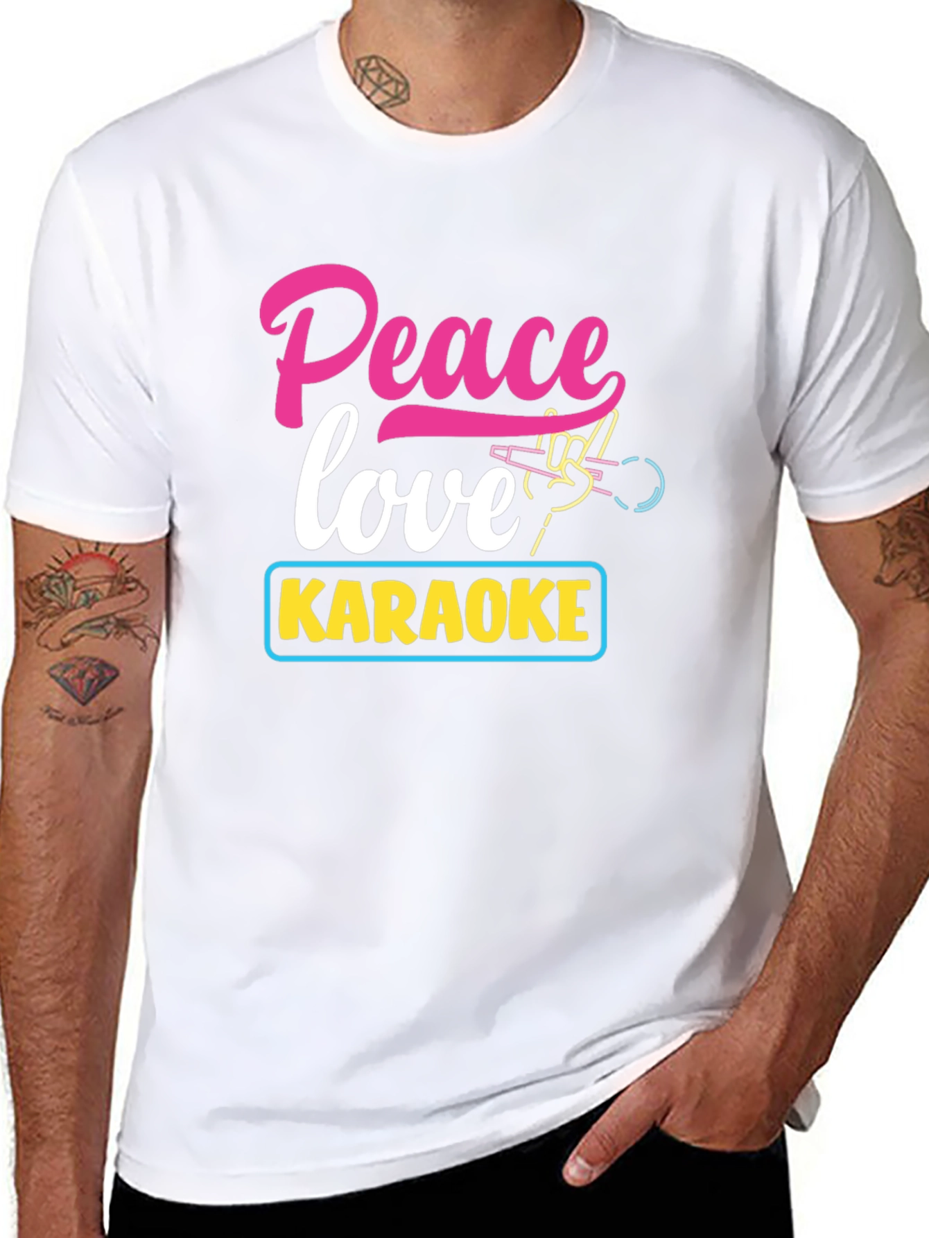 Peace Love Karaoke T-Shirt - Fun Music Tee