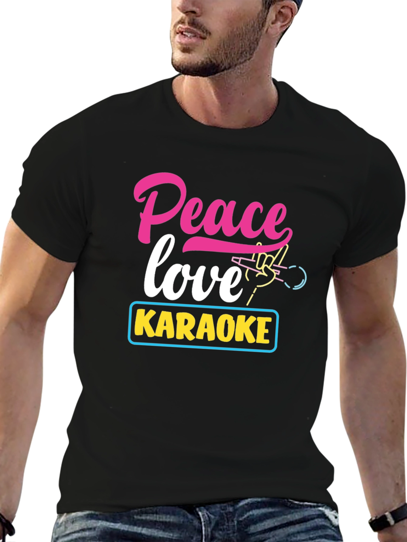Peace Love Karaoke T-Shirt - Fun Music Tee