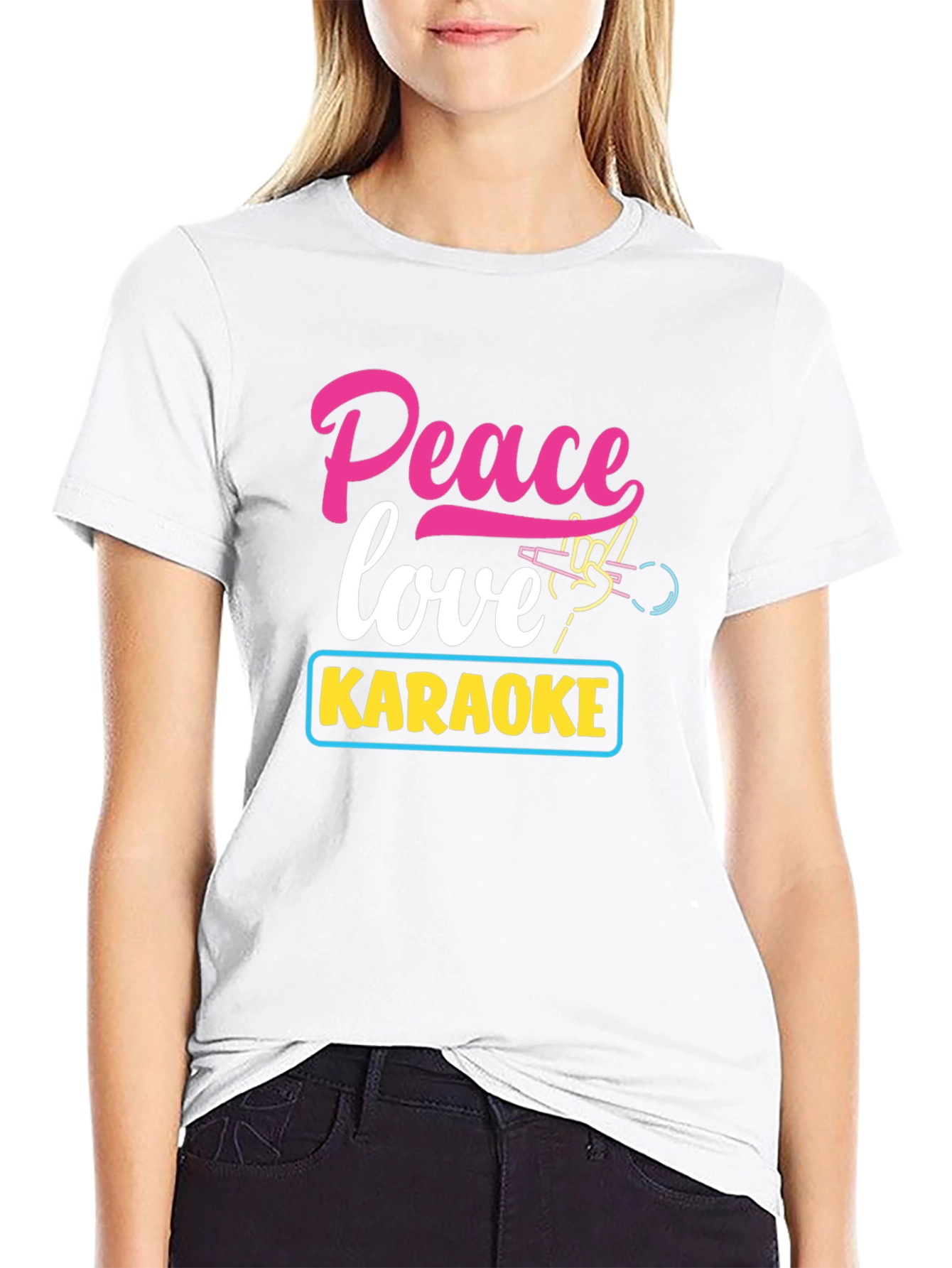 Peace Love Karaoke T-Shirt - Fun Music Tee