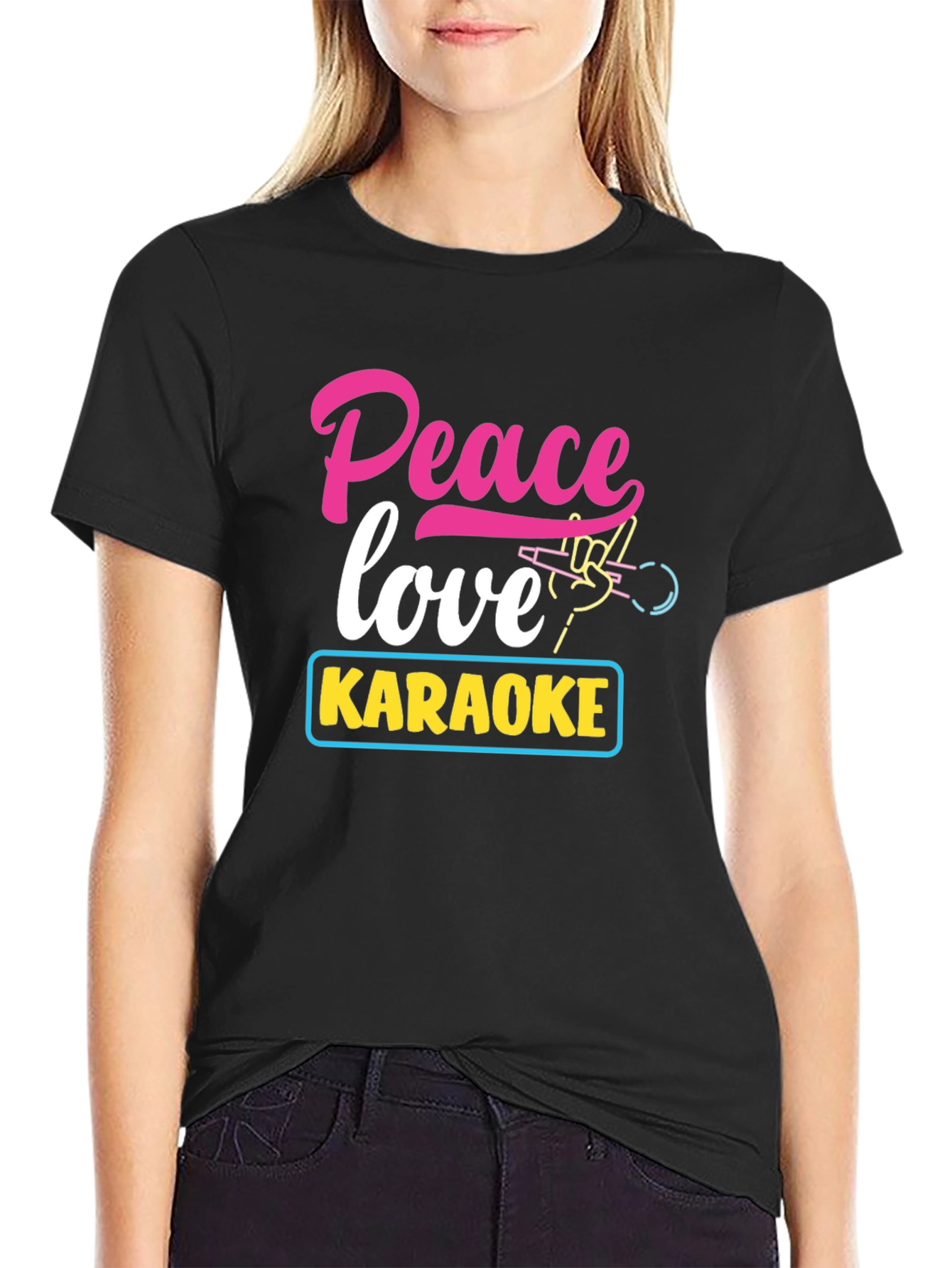 Peace Love Karaoke T-Shirt - Fun Music Tee