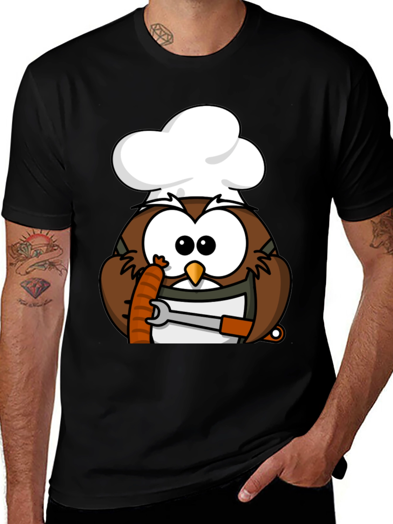 Chef Owl T-Shirt - Funny Cartoon Cook Tee