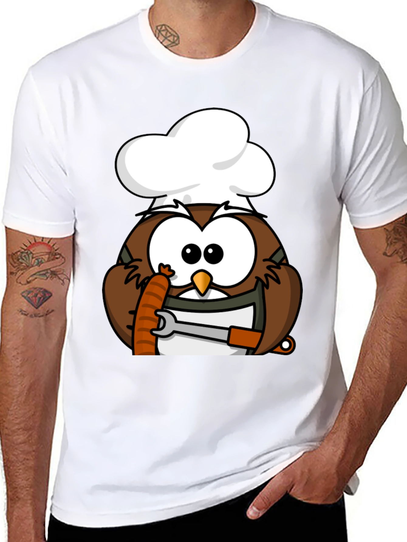 Chef Owl T-Shirt - Funny Cartoon Cook Tee