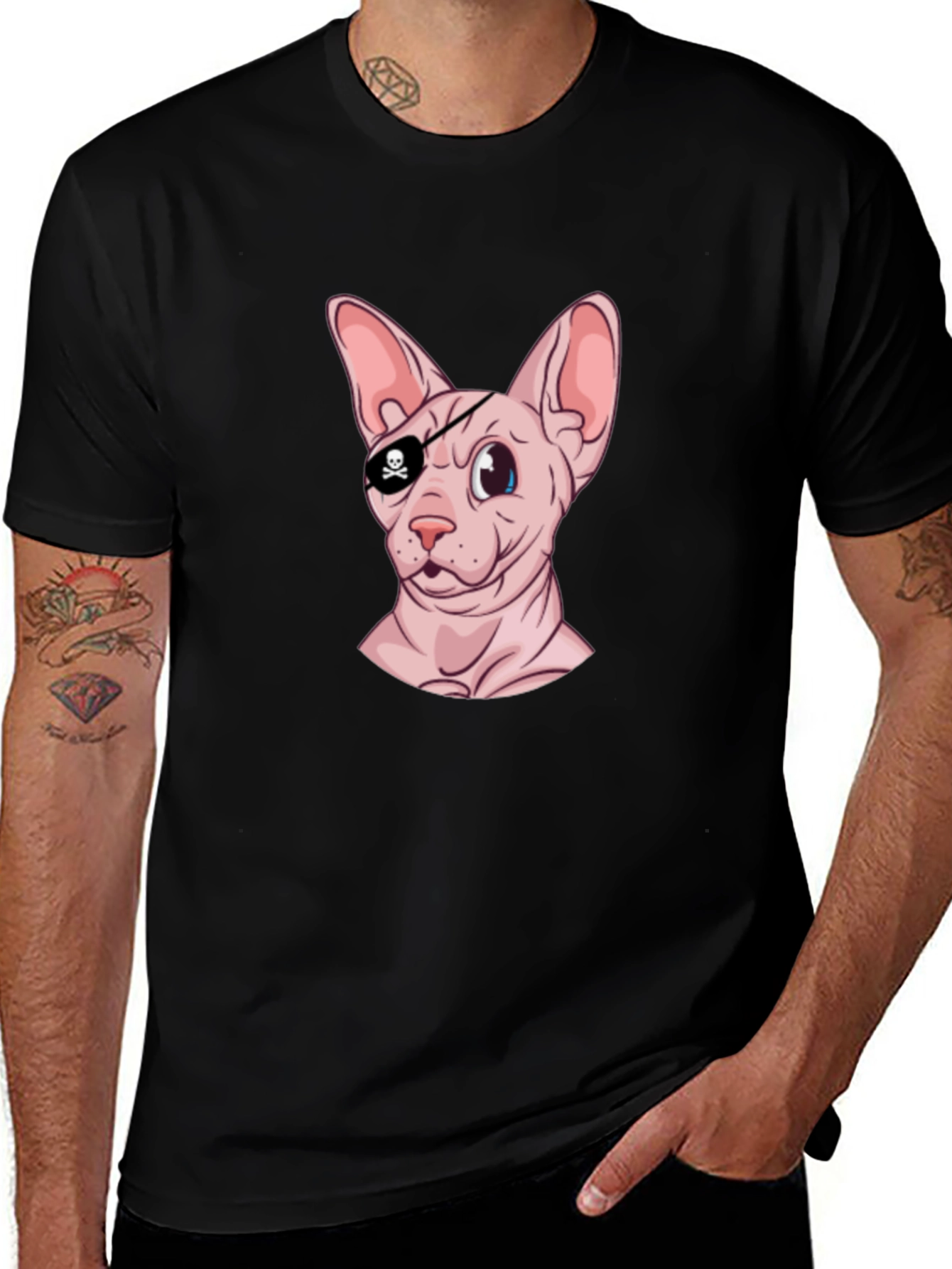 Pirate Cat T-Shirt - Funny Sphynx Cat Graphic Tee