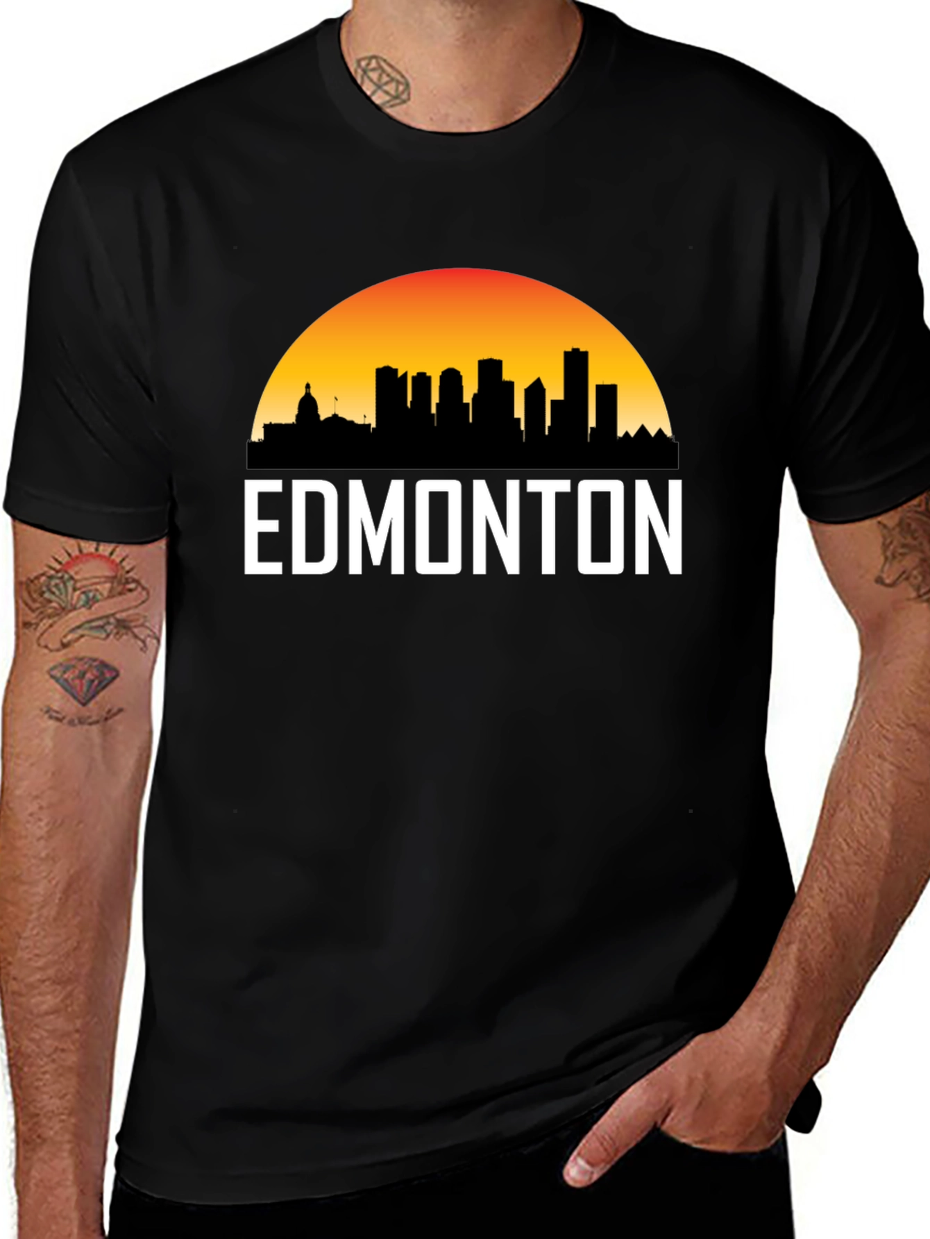 Edmonton Skyline T-Shirt - Cityscape Sunset Tee
