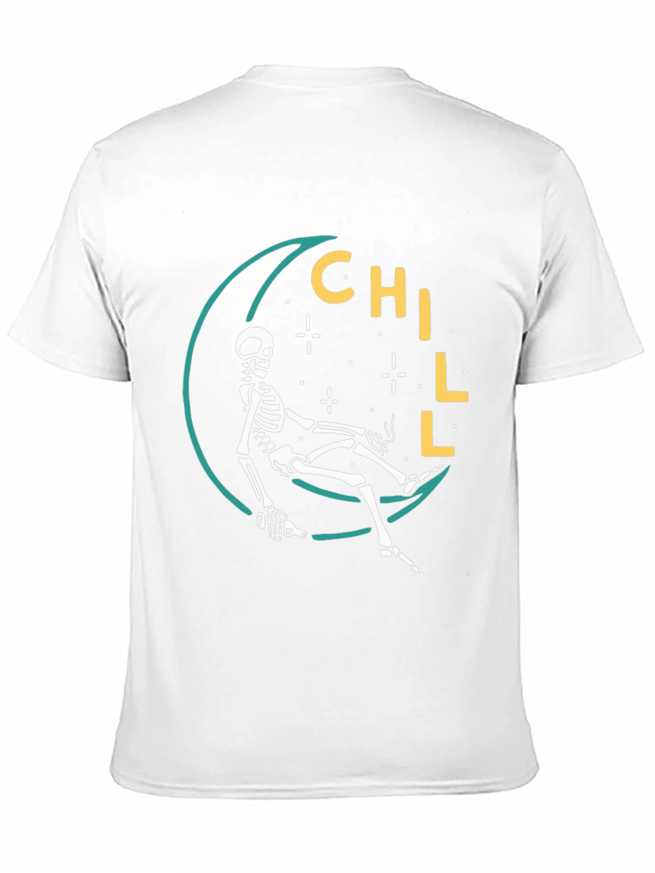 Chill Skeleton Moon Graphic Tee - Relaxed Fit