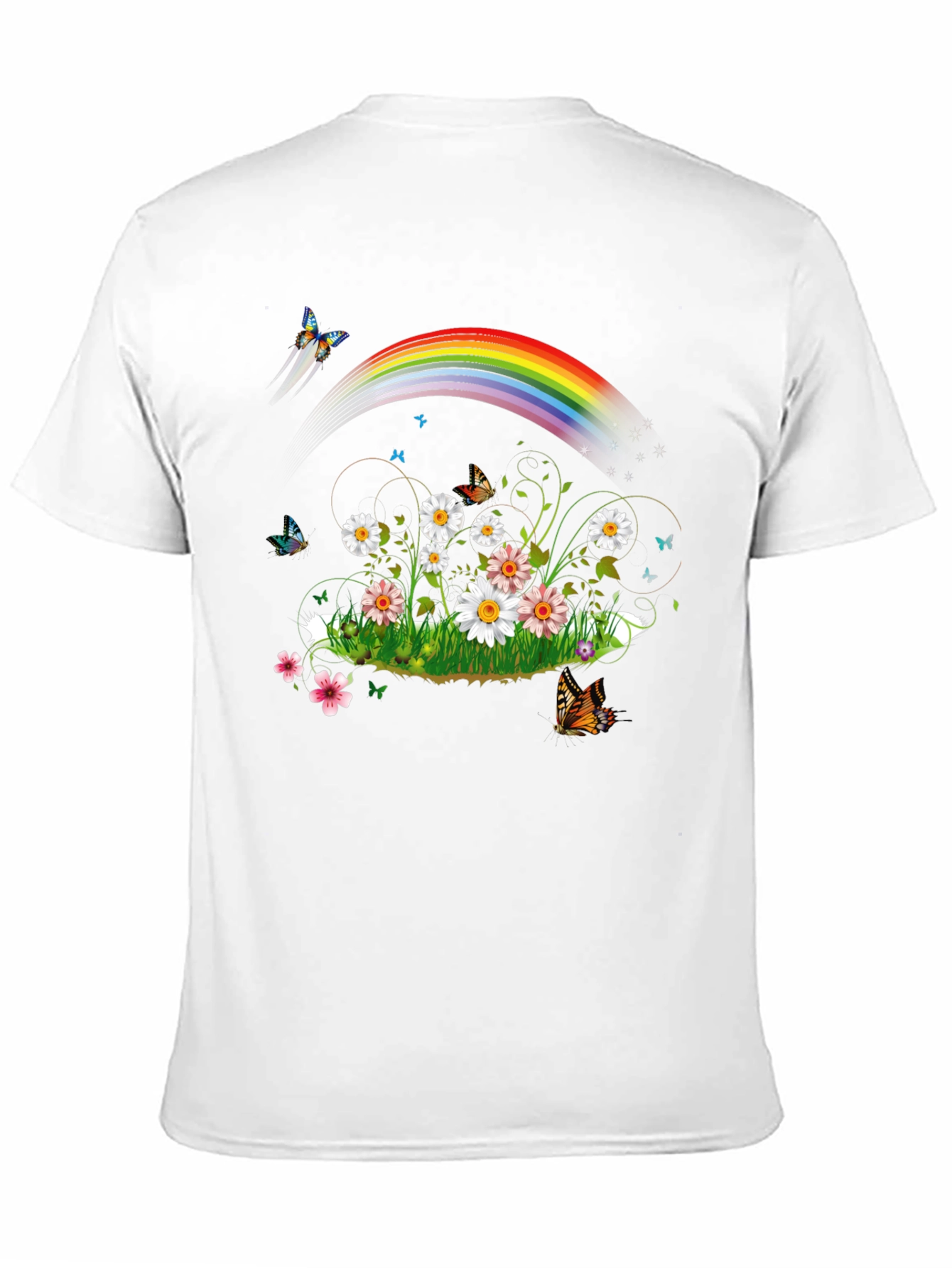 Rainbow Daisy Butterfly Graphic Tee