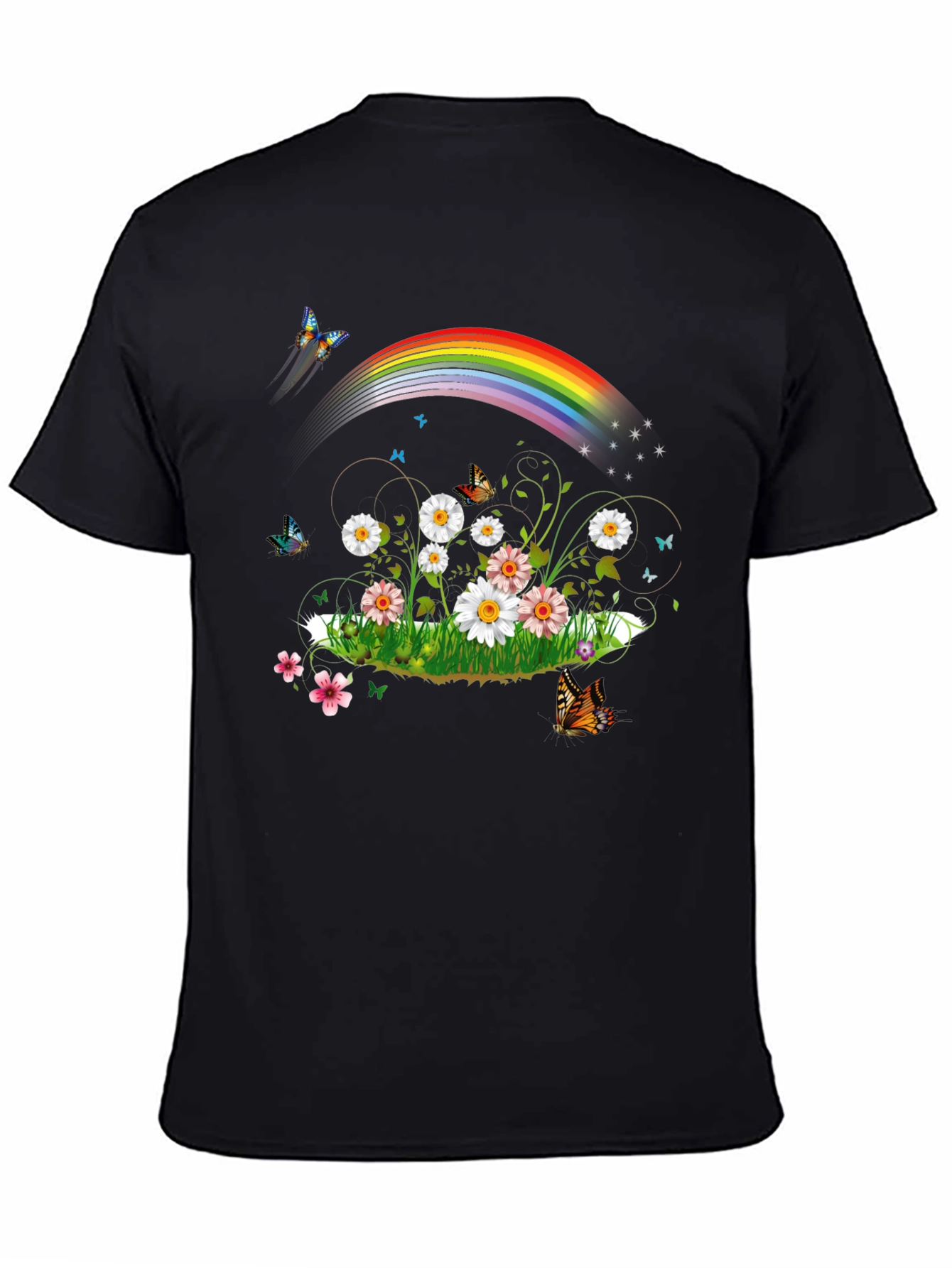 Rainbow Daisy Butterfly Graphic Tee