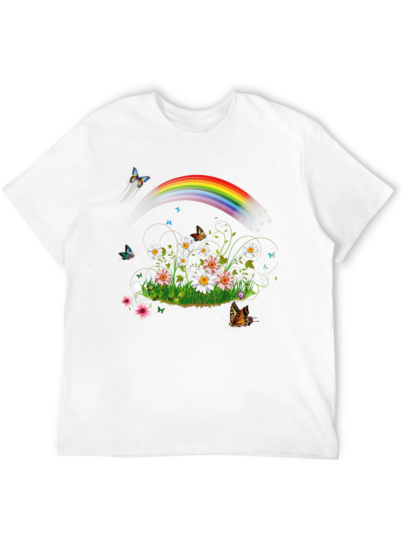 Rainbow Daisy Butterfly Graphic Tee