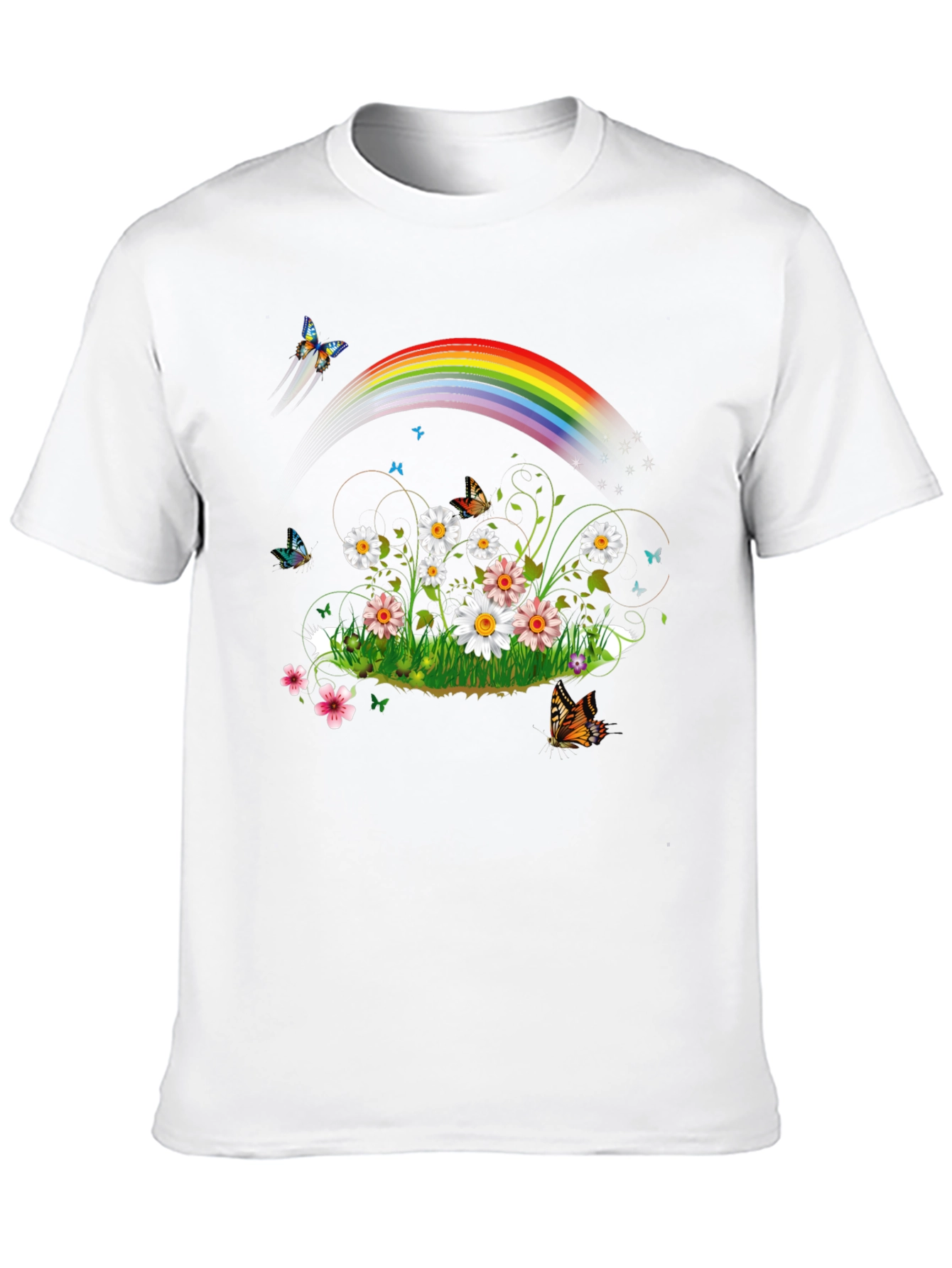 Rainbow Daisy Butterfly Graphic Tee