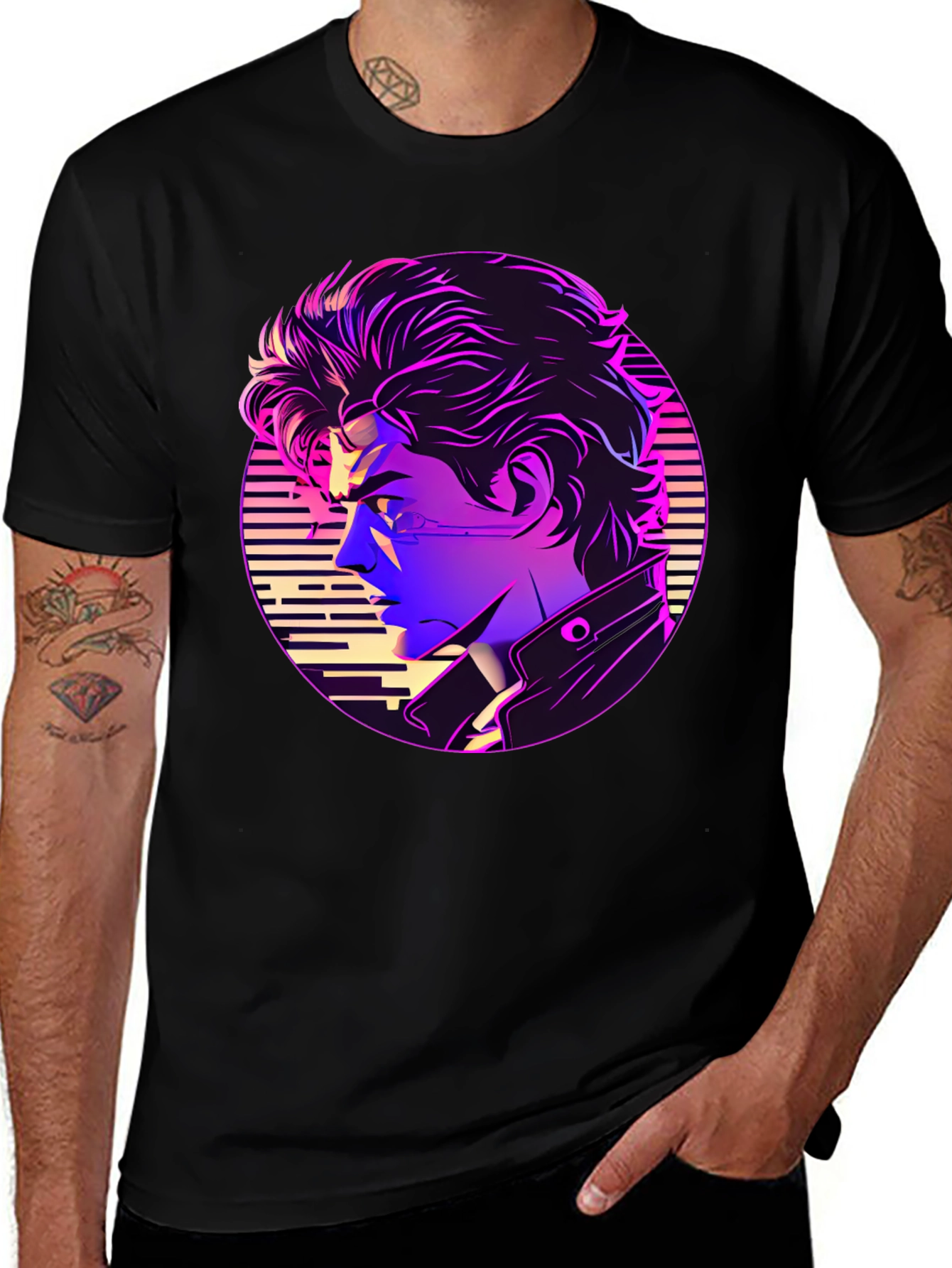 Retro Anime Vaporwave T-Shirt - Black