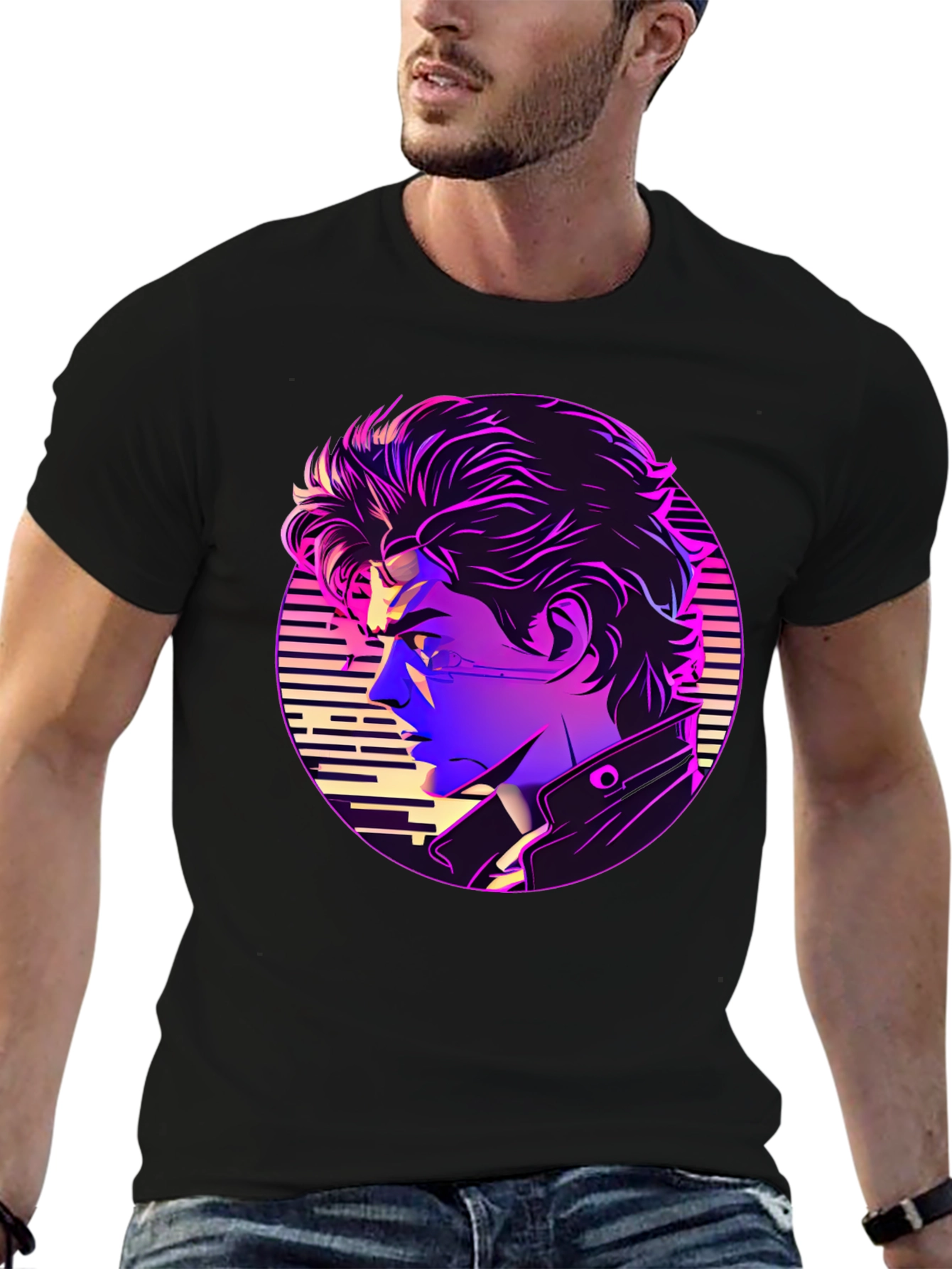 Retro Anime Vaporwave T-Shirt - Black