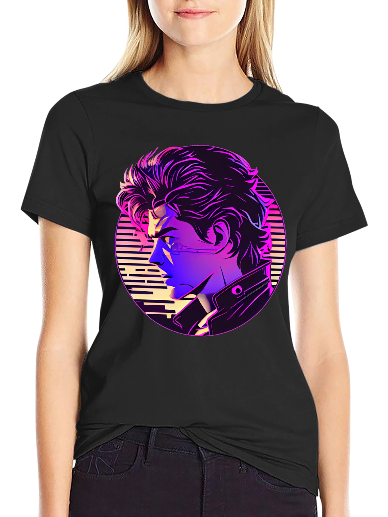 Retro Anime Vaporwave T-Shirt - Black