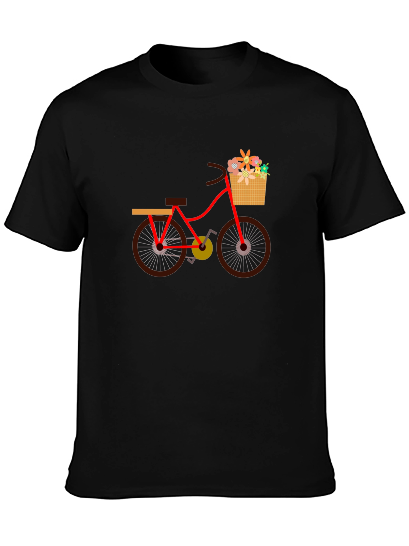 Mens Black T-Shirt with Bicycle Print