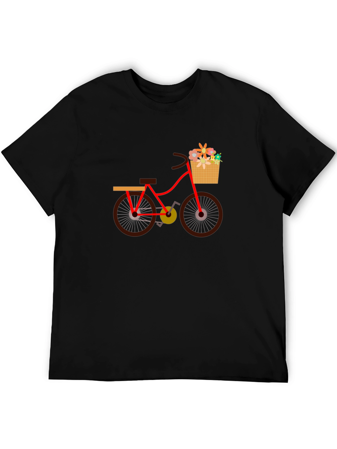 Mens Black T-Shirt with Bicycle Print