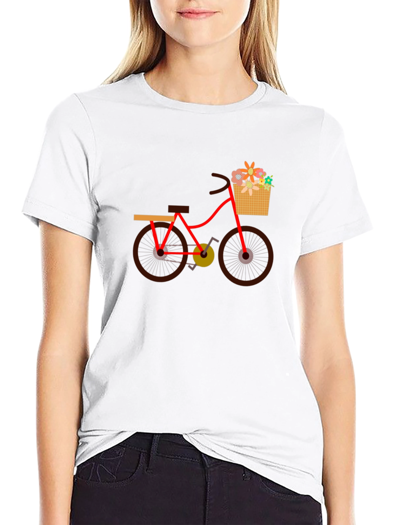 Mens Black T-Shirt with Bicycle Print