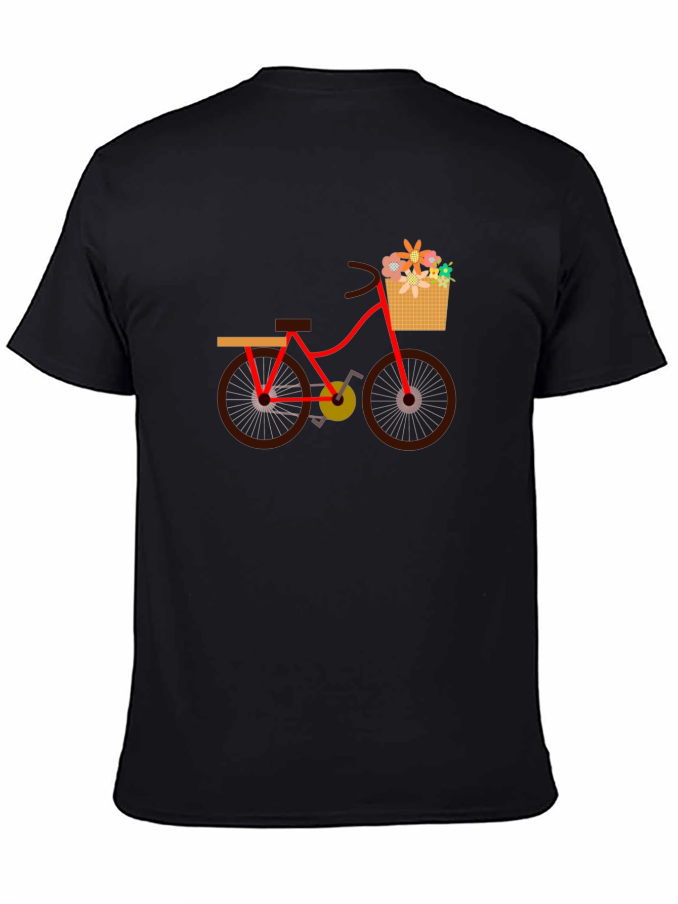 Mens Black T-Shirt with Bicycle Print