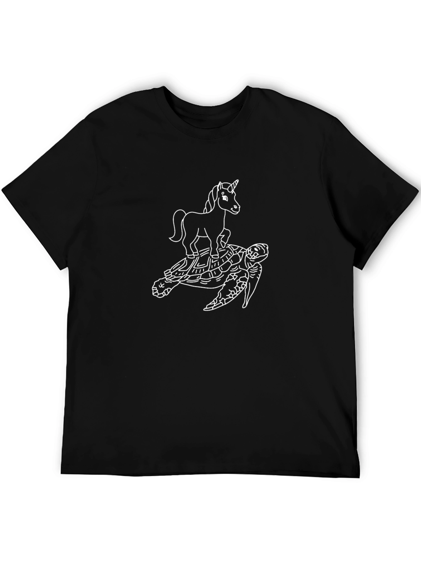 Unicorn Riding Turtle Black T-Shirt