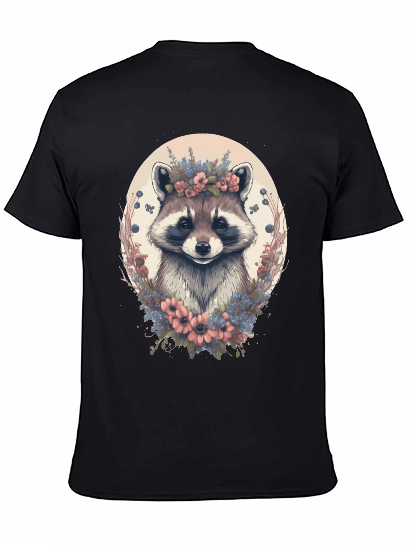 Raccoon Floral Wreath Graphic Tee