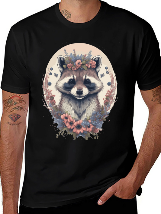 Raccoon Floral Wreath Graphic Tee