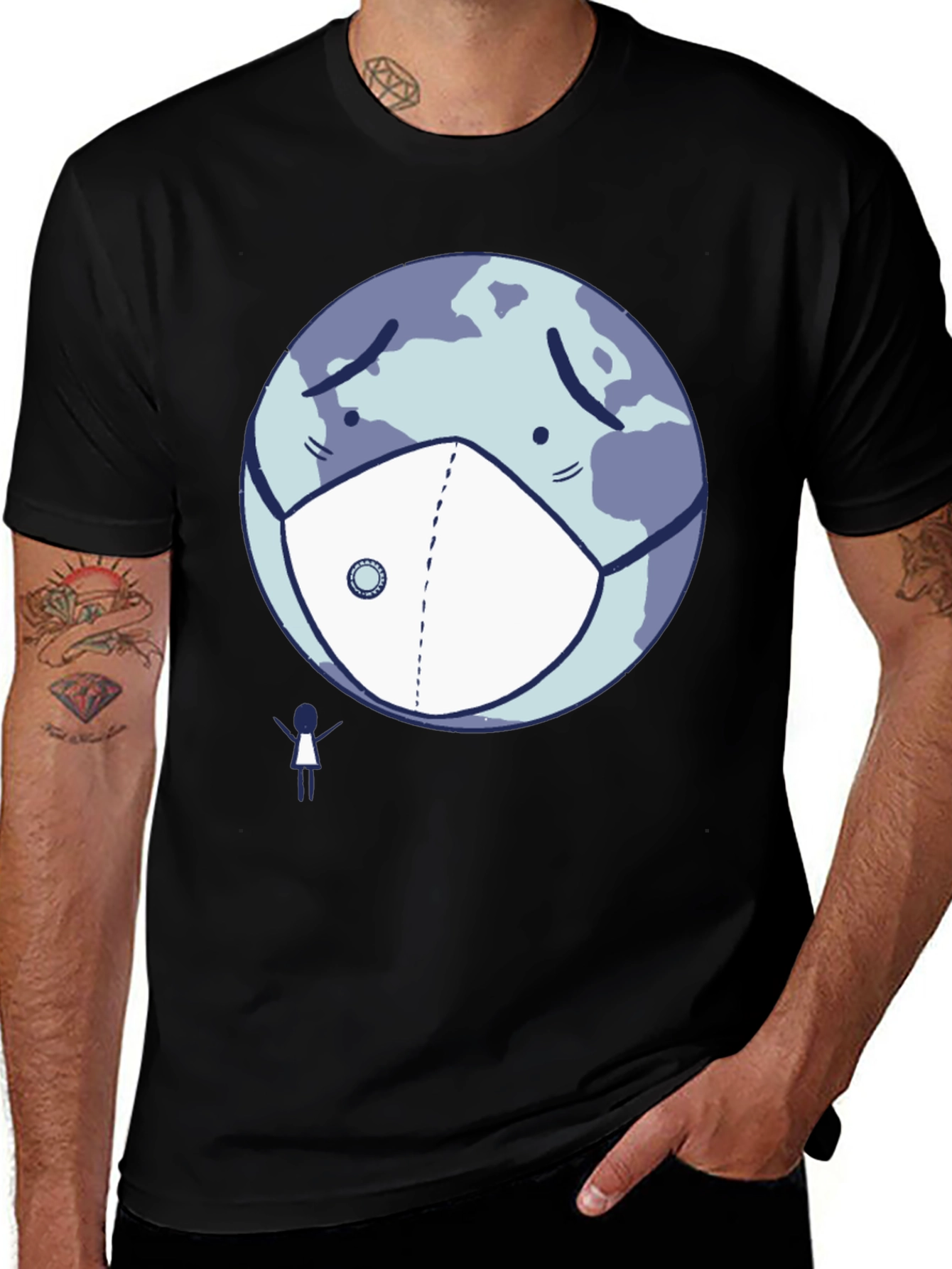 Earth Wearing Mask T-Shirt