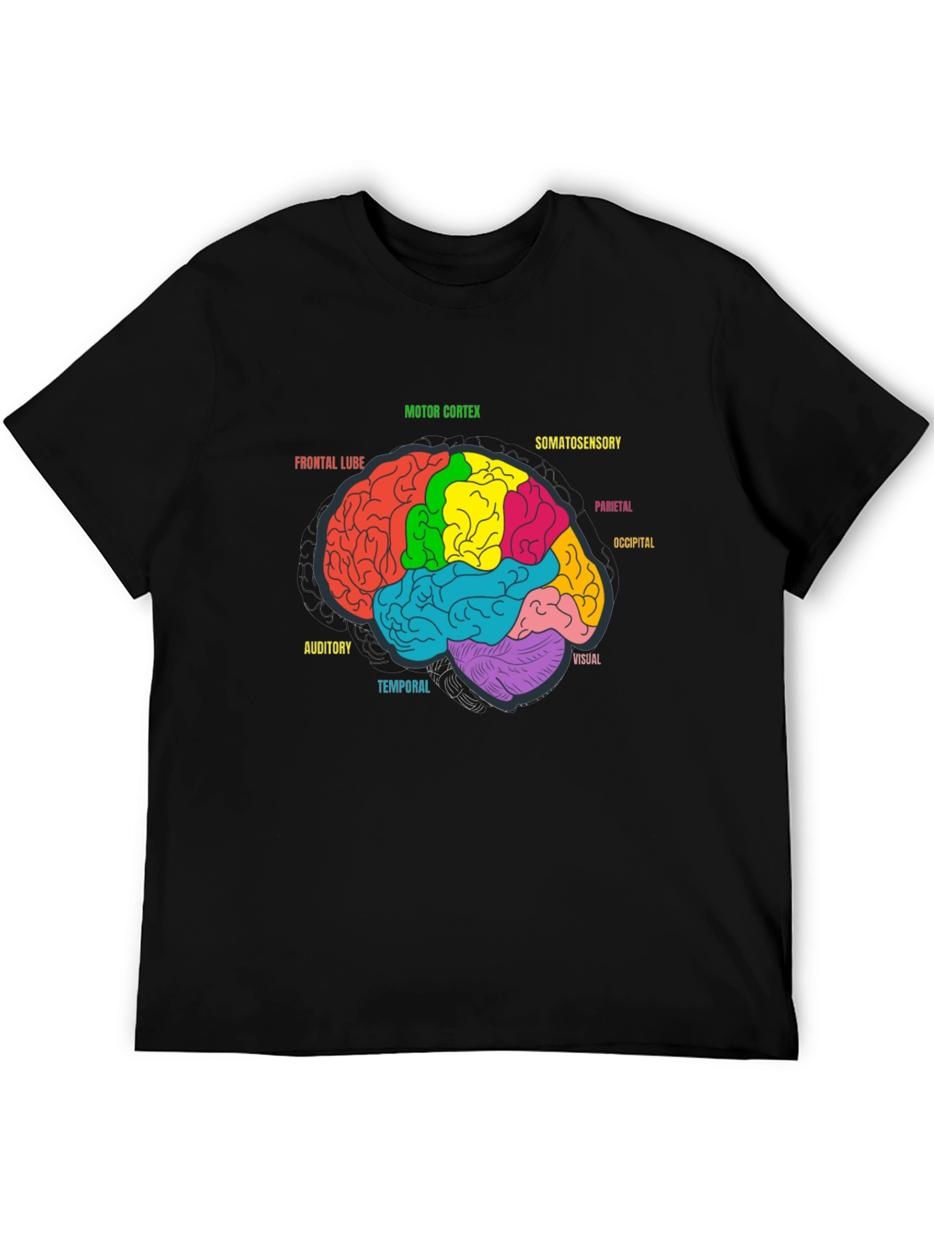 Brain Anatomy Diagram Graphic Tee - Black