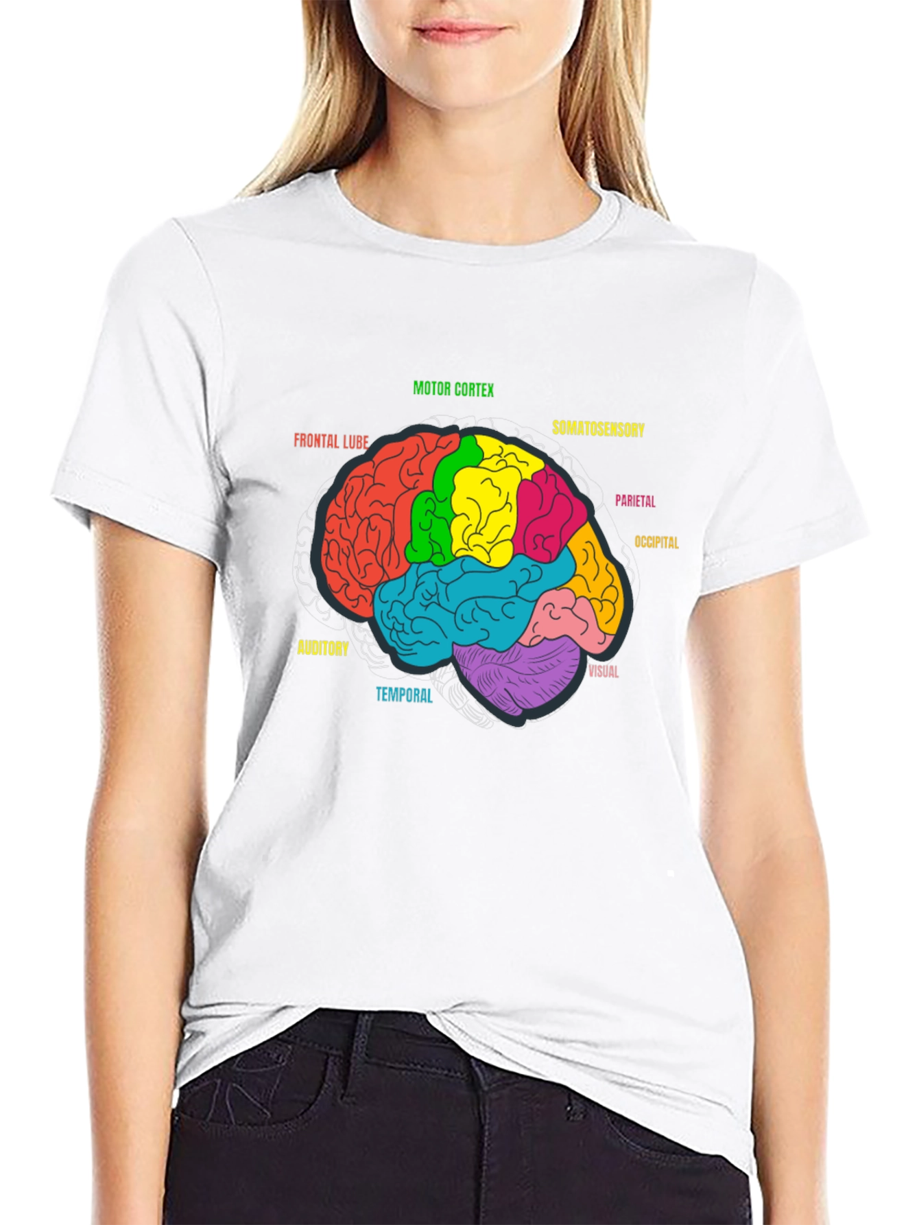 Brain Anatomy Diagram Graphic Tee - Black