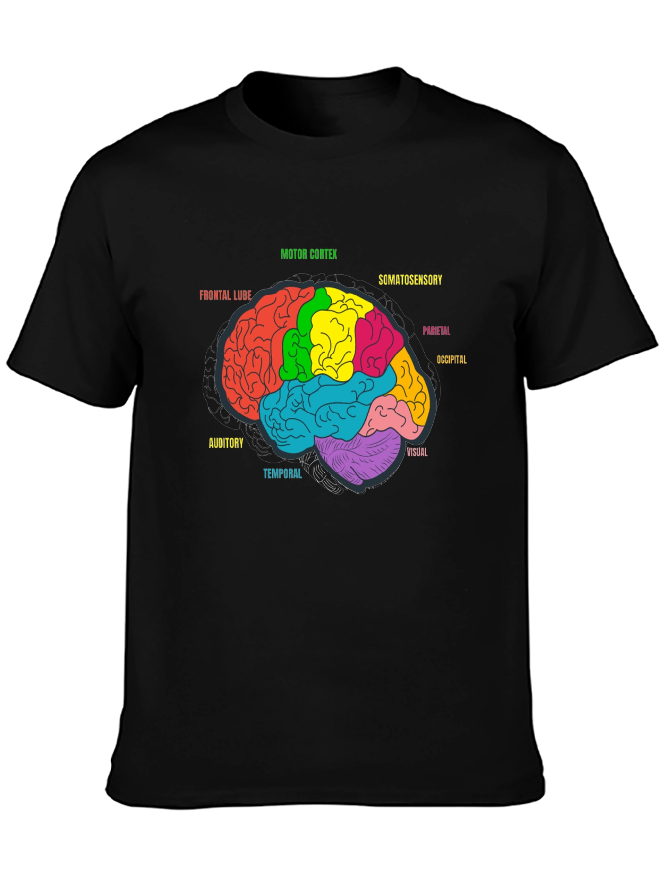 Brain Anatomy Diagram Graphic Tee - Black