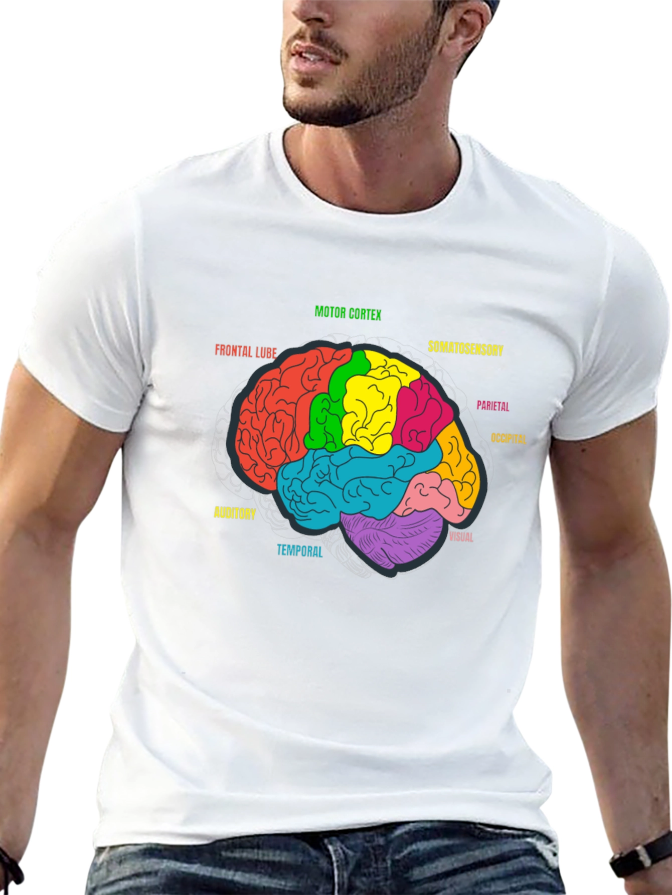 Brain Anatomy Diagram Graphic Tee - Black
