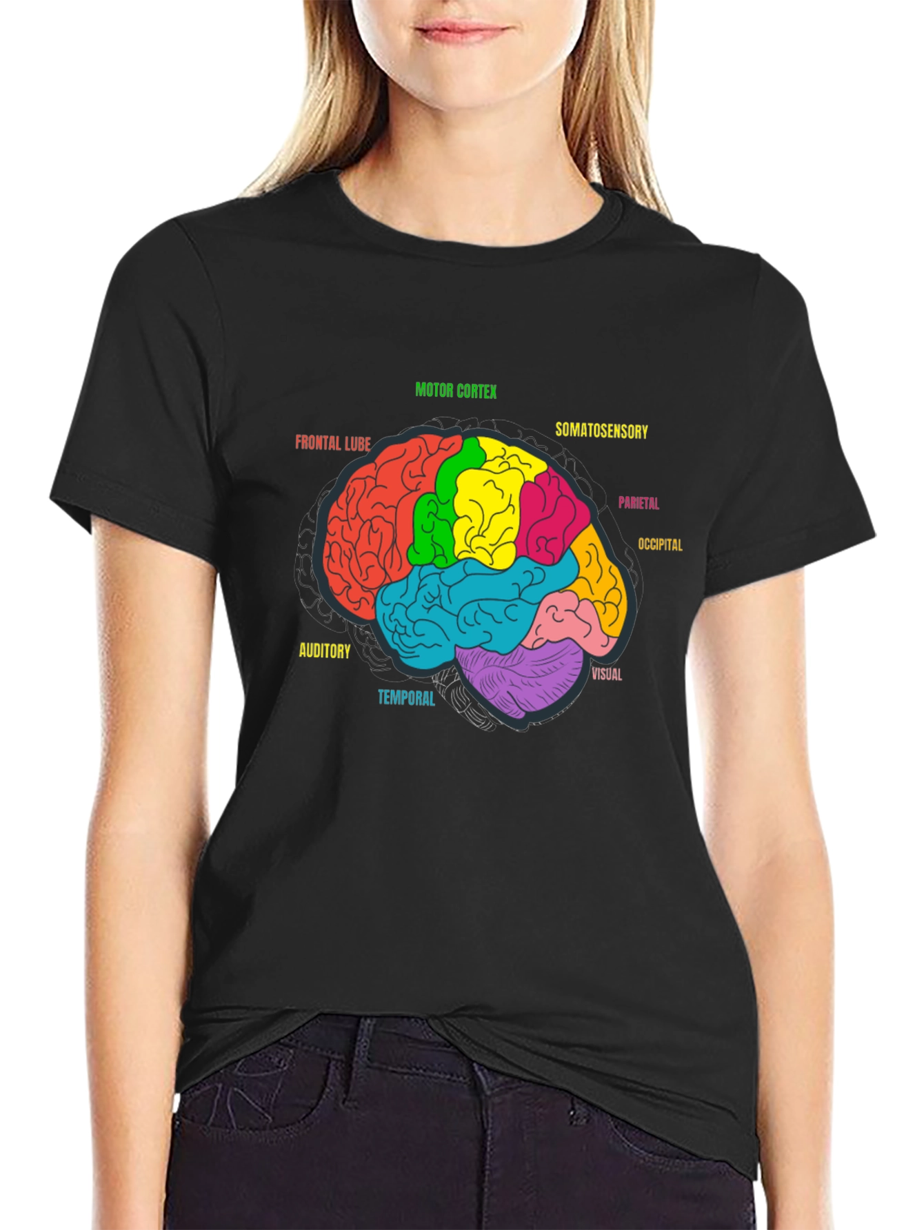 Brain Anatomy Diagram Graphic Tee - Black