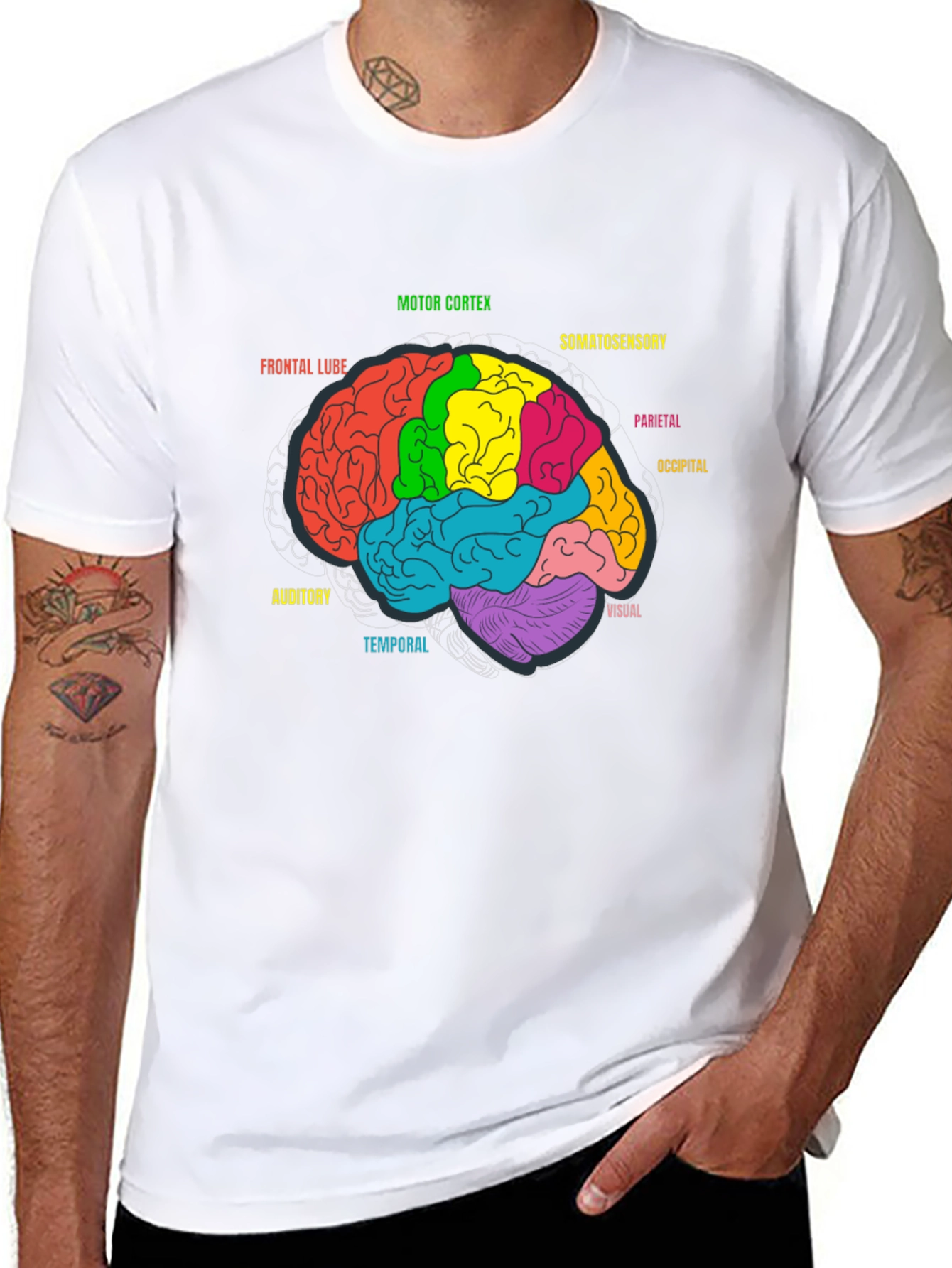 Brain Anatomy Diagram Graphic Tee - Black