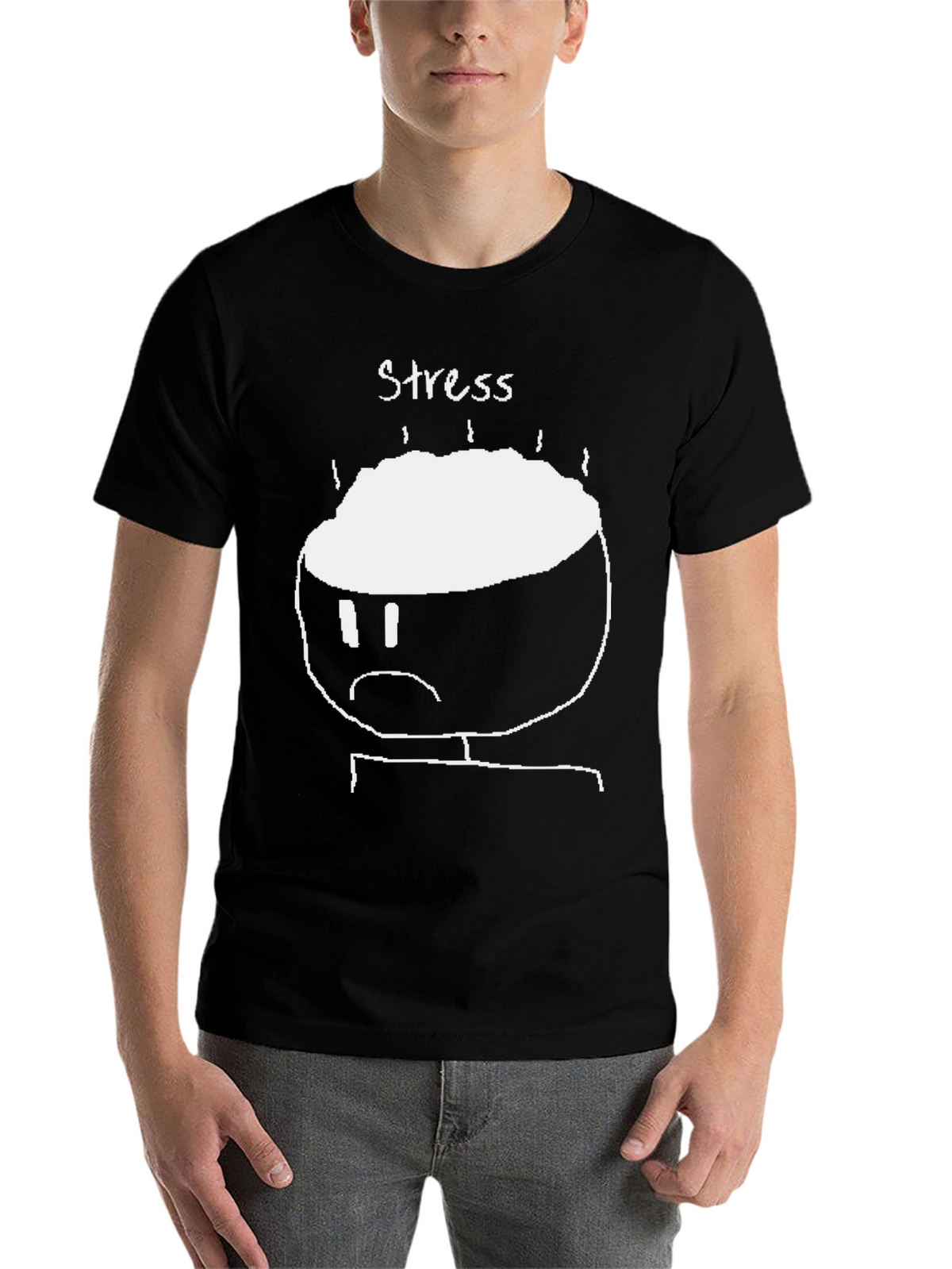 Stress Graphic T-Shirt - Black Crew Neck Tee