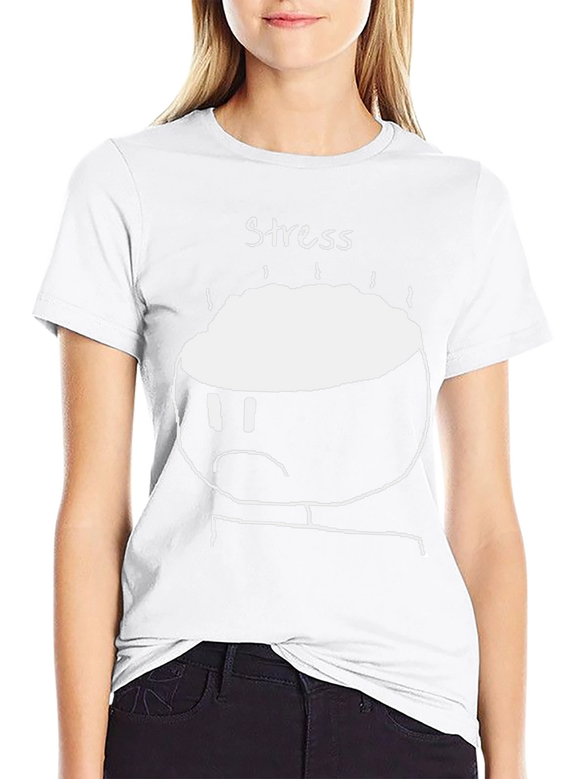 Stress Graphic T-Shirt - Black Crew Neck Tee