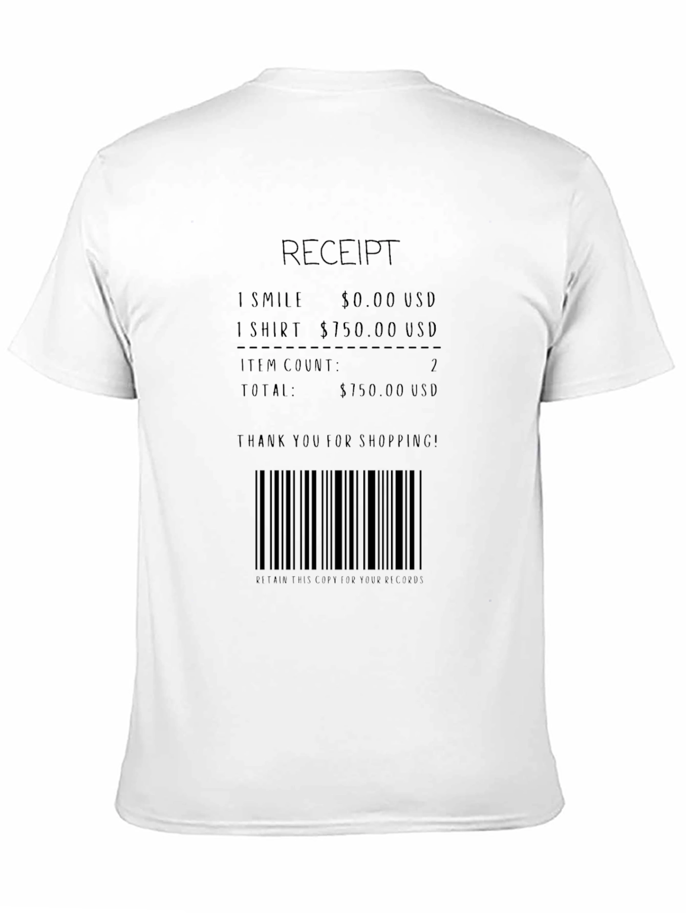 Receipt Novelty Graphic Tee - Smile & Shirt!
