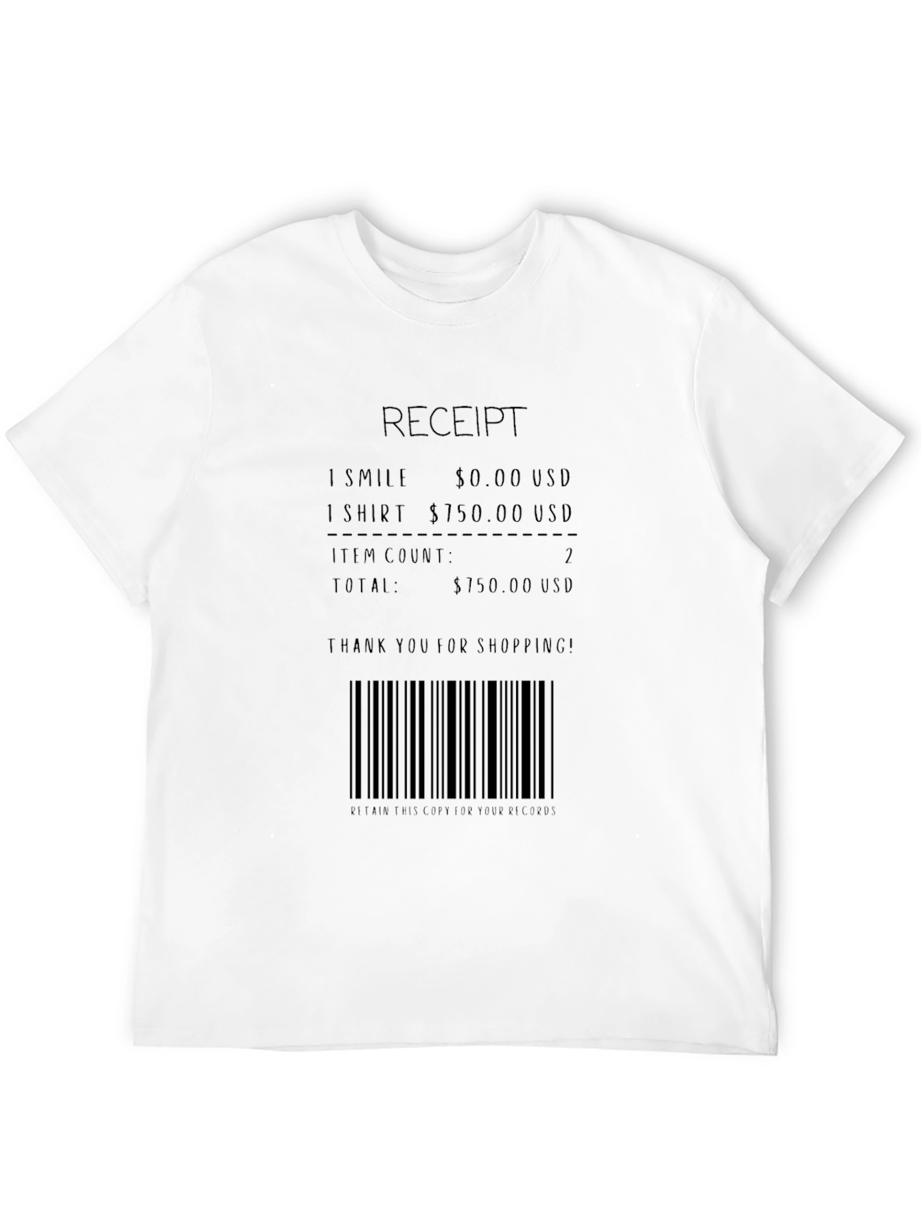Receipt Novelty Graphic Tee - Smile & Shirt!