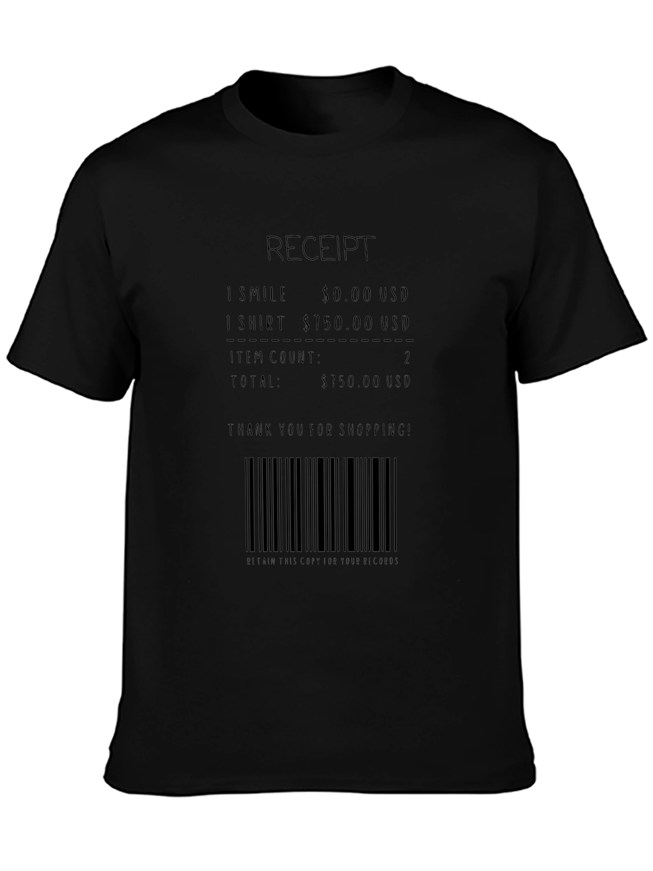 Receipt Novelty Graphic Tee - Smile & Shirt!