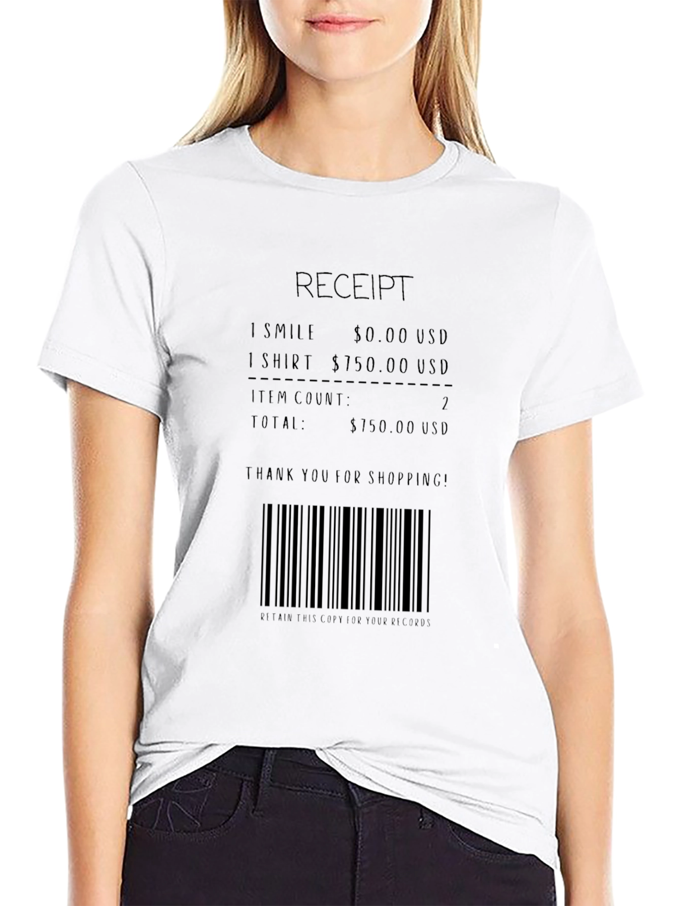 Receipt Novelty Graphic Tee - Smile & Shirt!