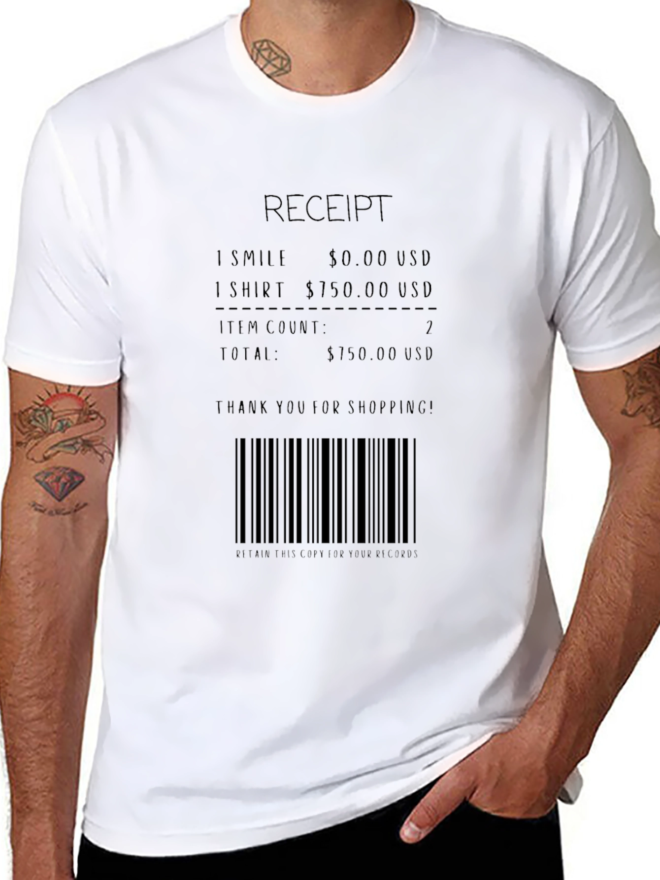 Receipt Novelty Graphic Tee - Smile & Shirt!