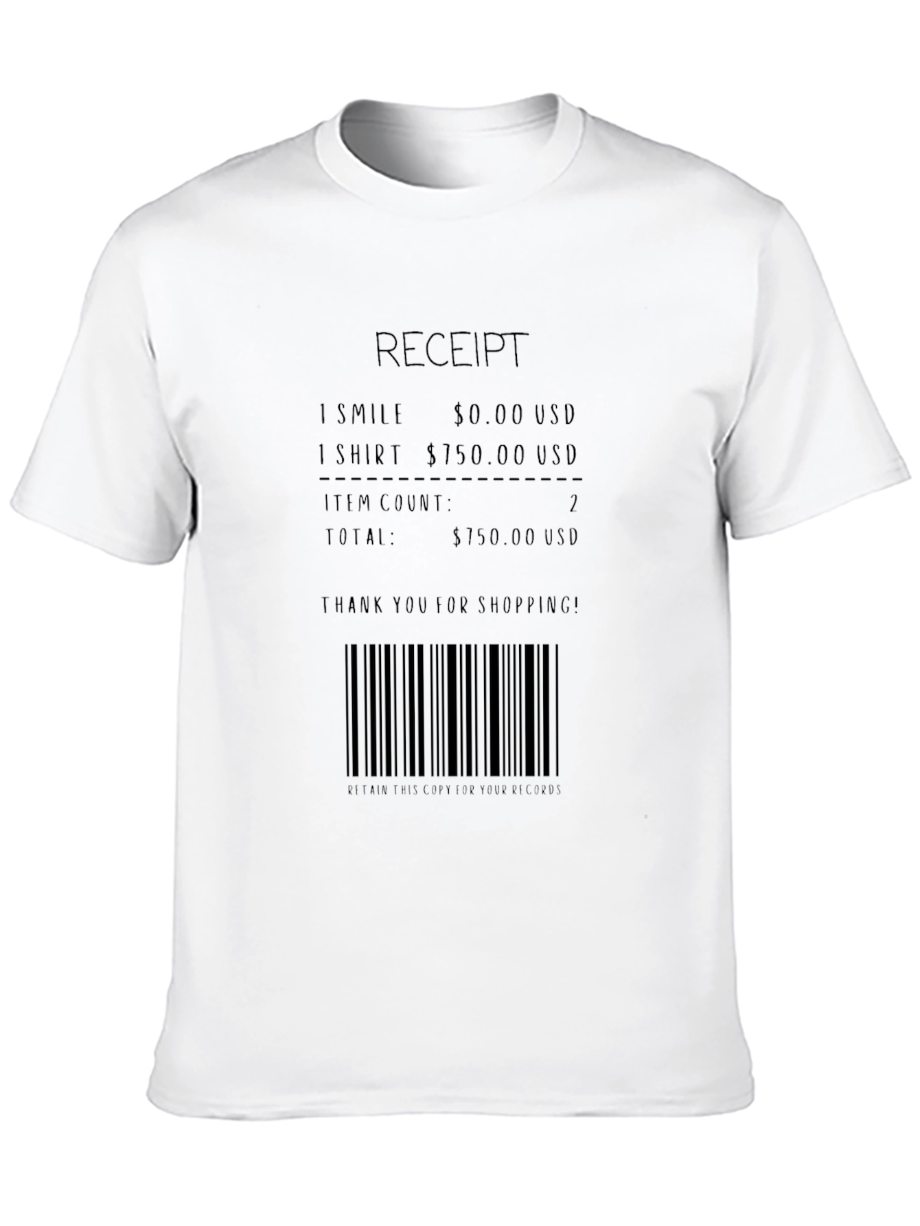 Receipt Novelty Graphic Tee - Smile & Shirt!