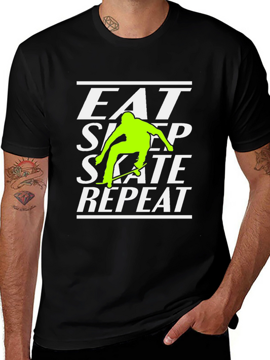 Eat Sleep Skate Repeat Black Graphic Tee