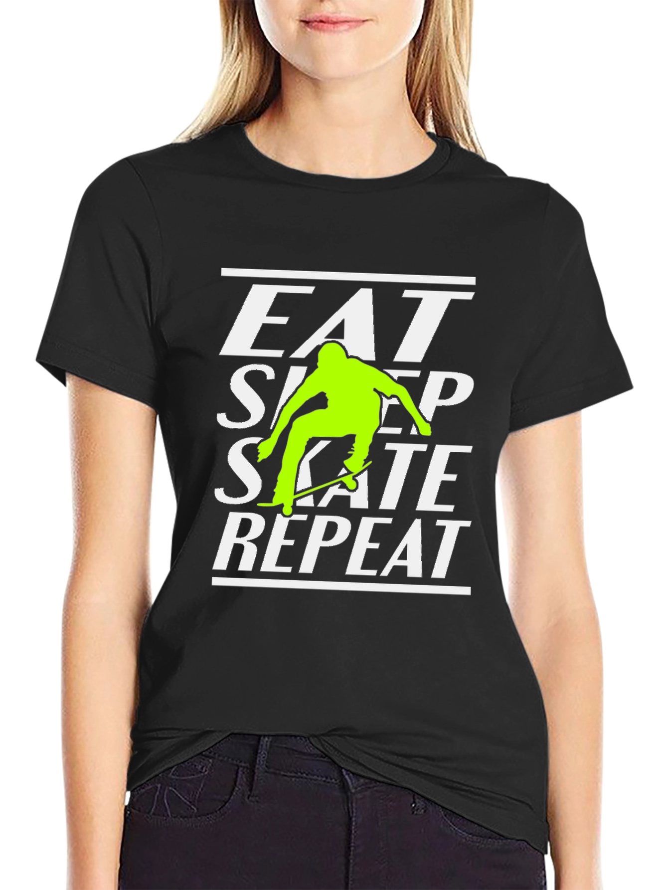 Eat Sleep Skate Repeat Black Graphic Tee