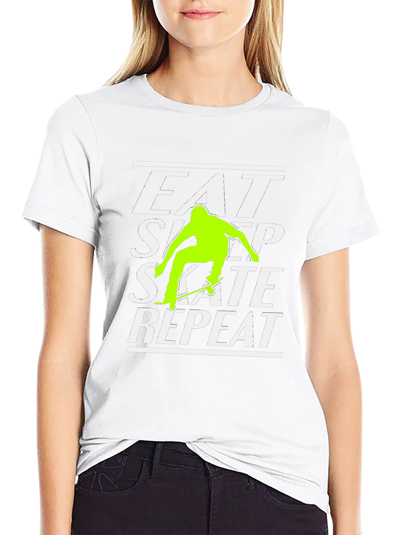 Eat Sleep Skate Repeat Black Graphic Tee