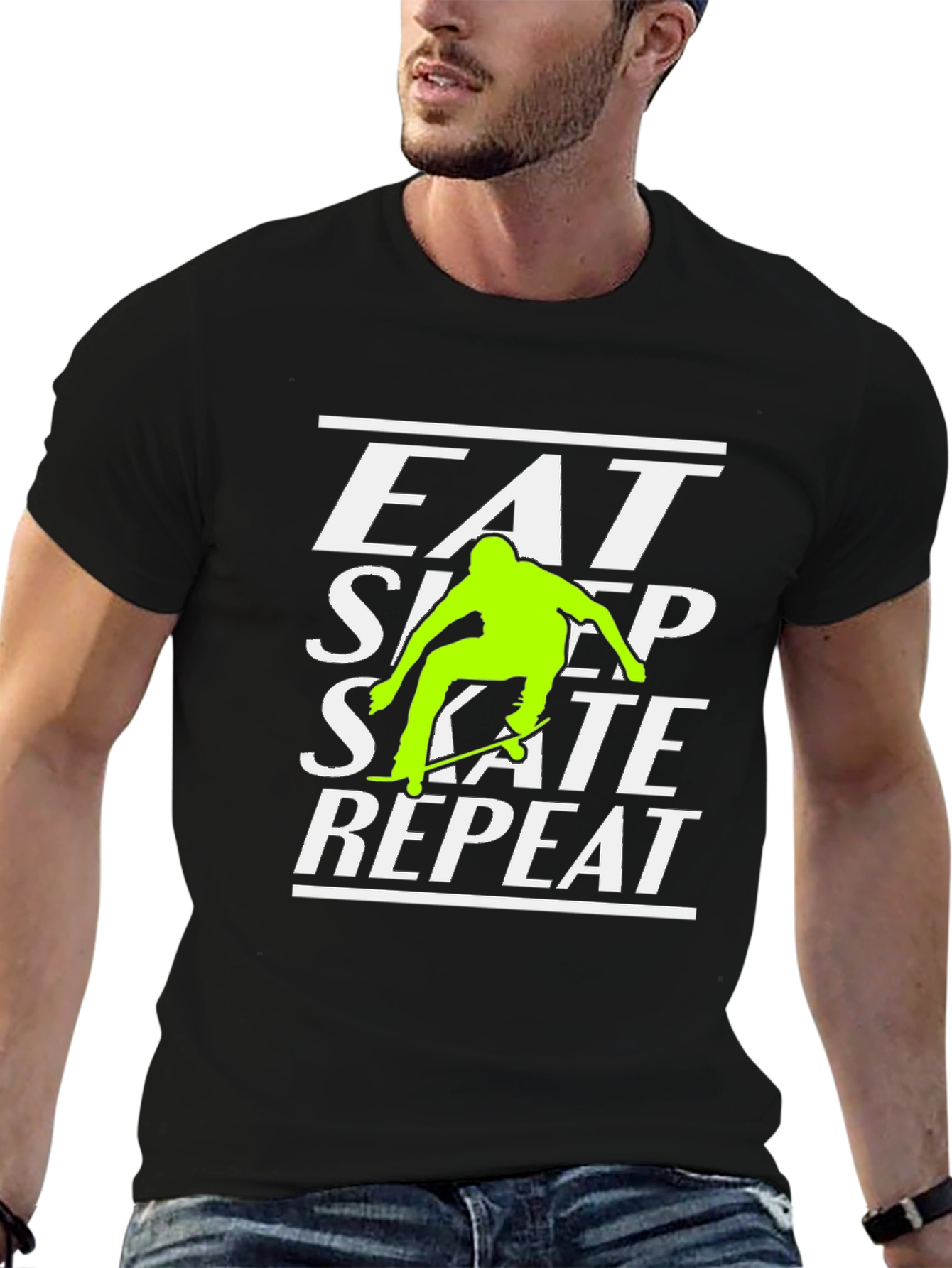Eat Sleep Skate Repeat Black Graphic Tee