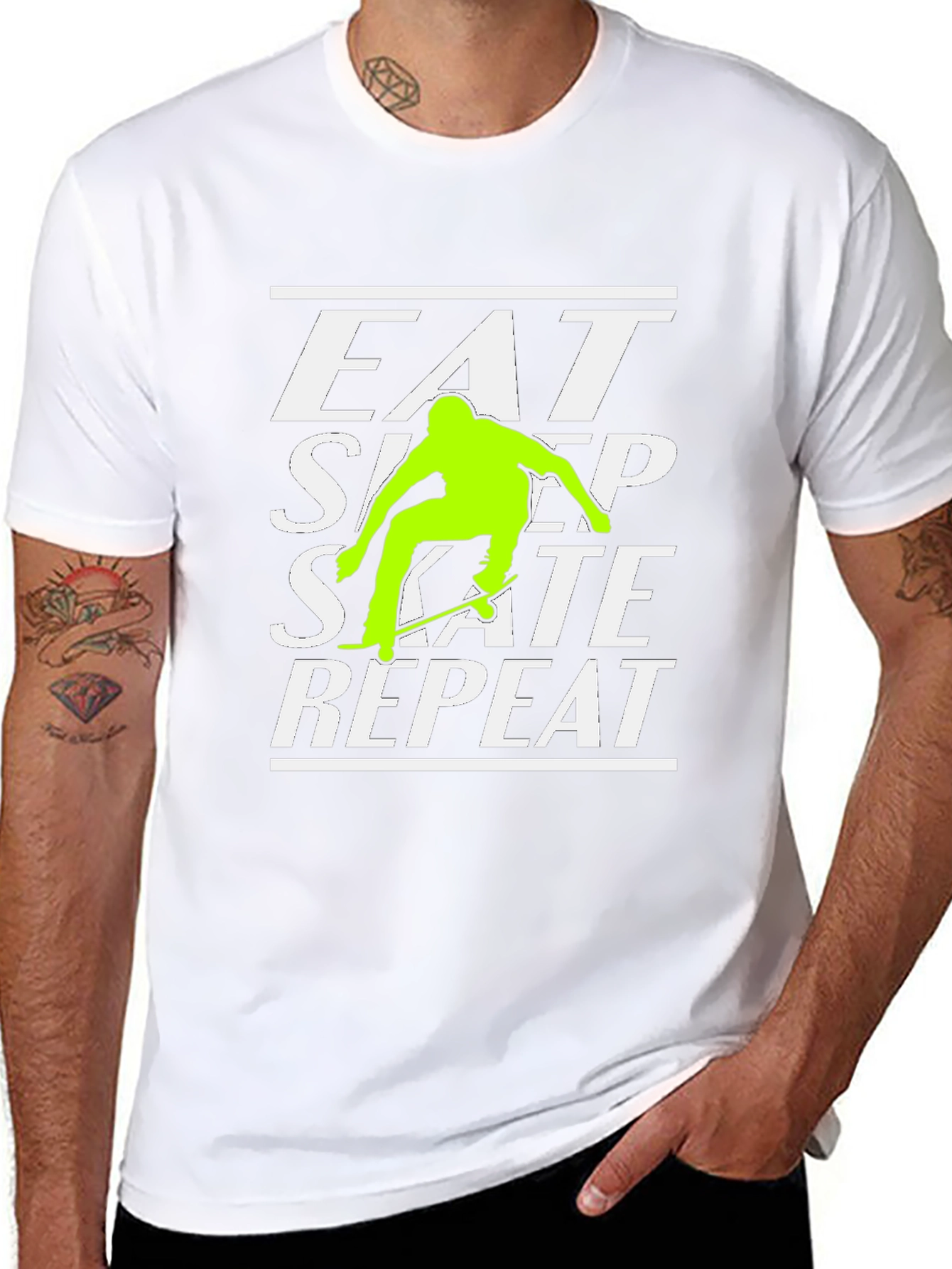 Eat Sleep Skate Repeat Black Graphic Tee