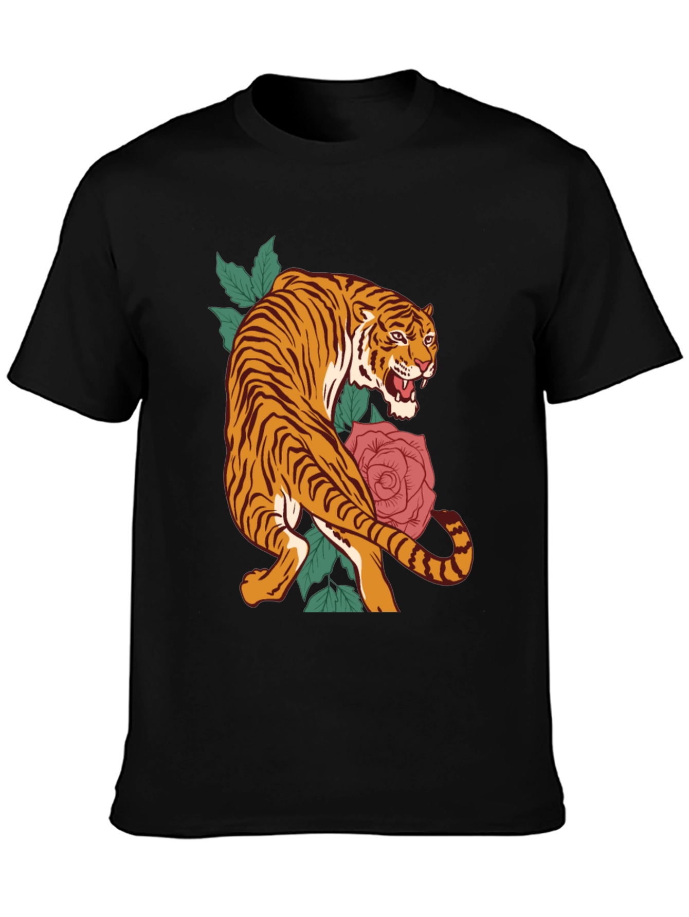 Tiger and Rose Graphic T-Shirt
