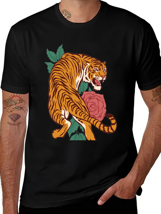 Tiger and Rose Graphic T-Shirt