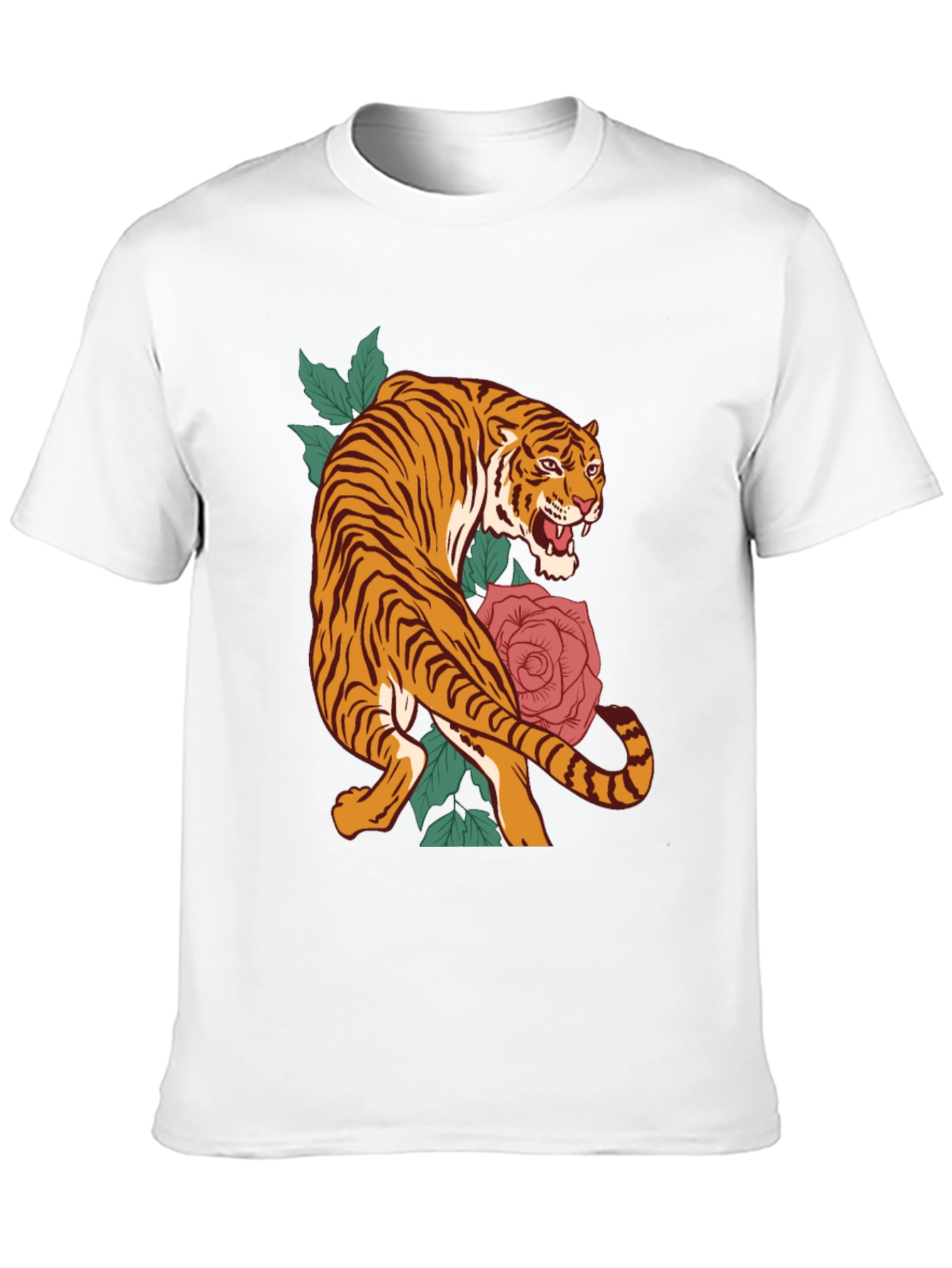 Tiger and Rose Graphic T-Shirt