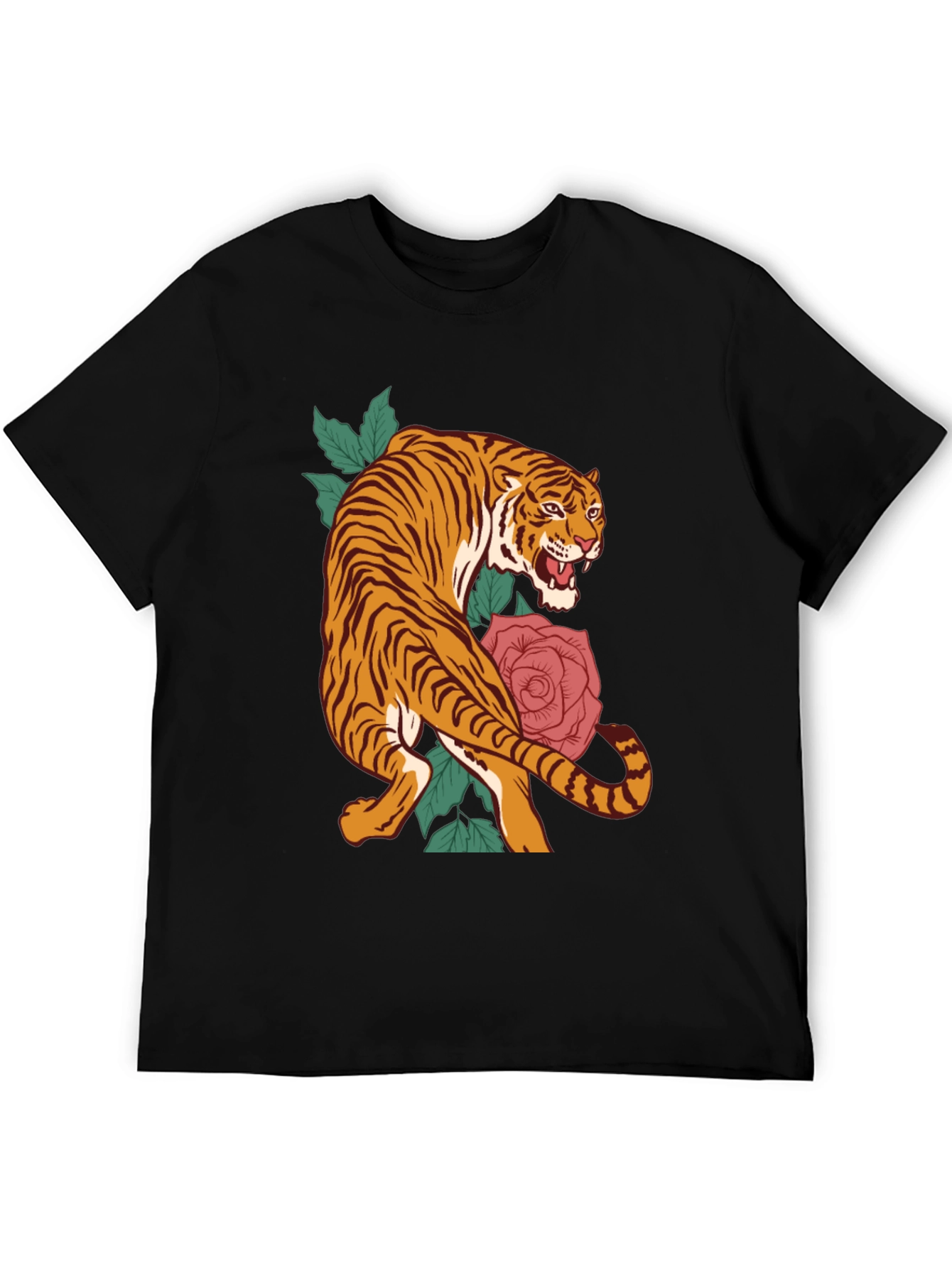 Tiger and Rose Graphic T-Shirt